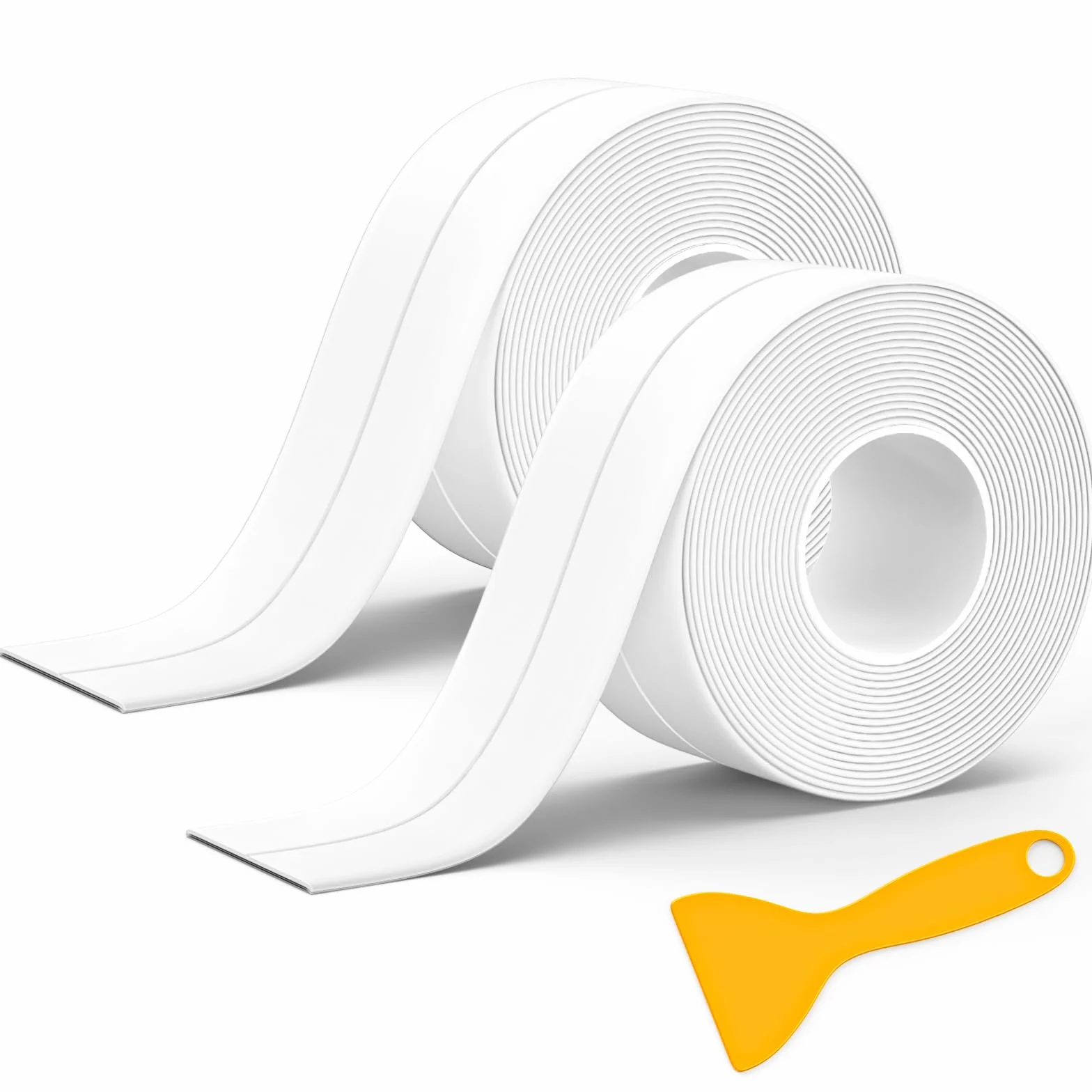 Taśma uszczelniająca do łazienki, biała, wodoodporna, do wanny, toalety, prysznica, narożnika ściennego, zlewu, kuchni, z narzędziem uszczelniającym (320 x 3,8 cm)