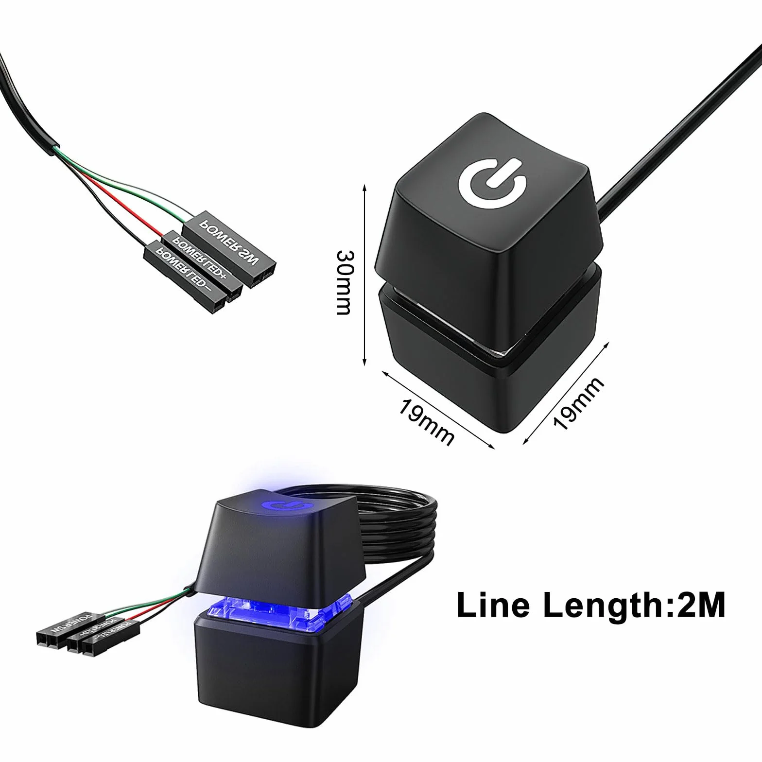 HENGBIRD PC Power Button, Przełącznik zasilania do komputerów stacjonarnych, komputerów desktop, Zewnętrzny przycisk startu zdalnego uruchomienia płyty głównej PC, Przełącznik włączania/wyłączania
