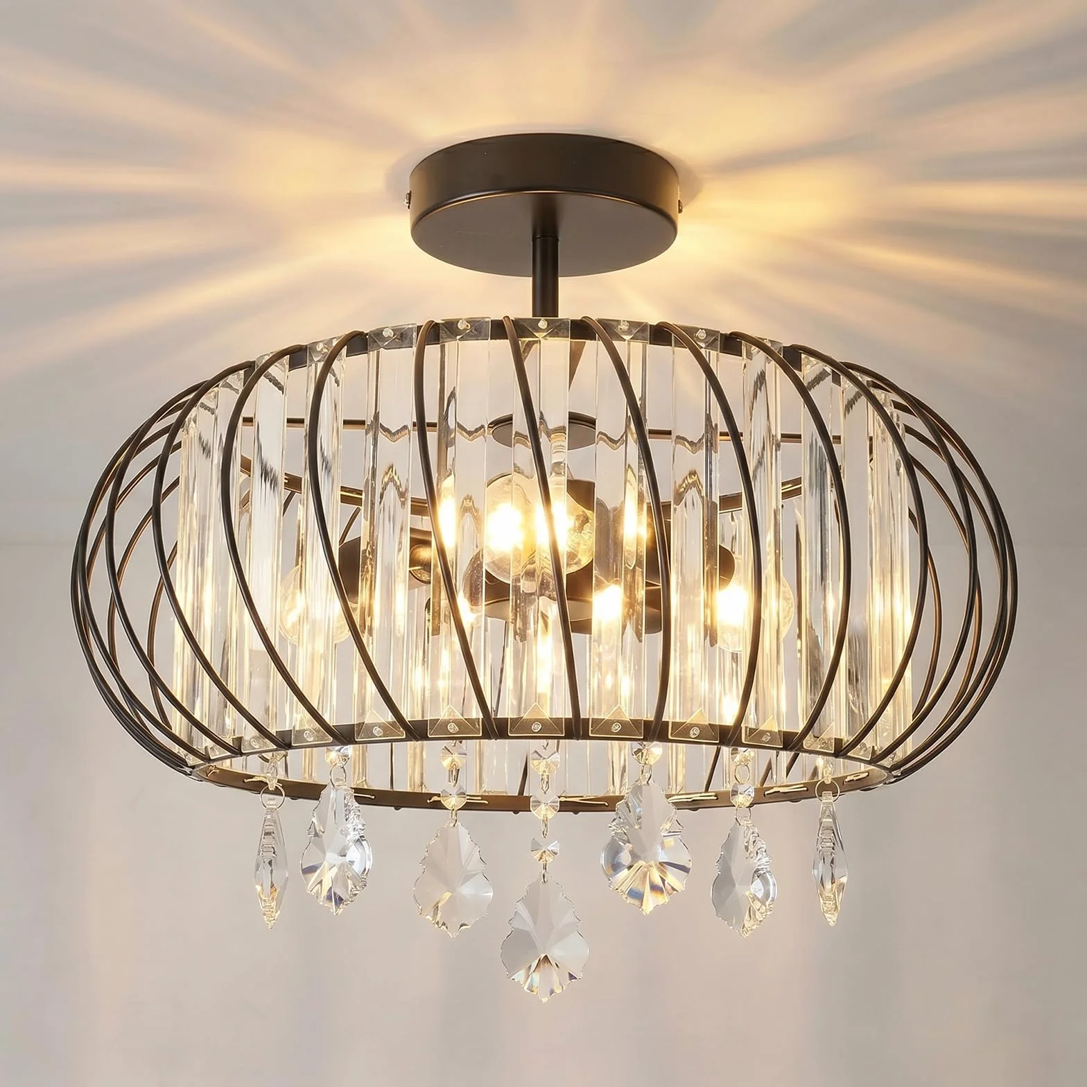 ANWIO Szklana lampa sufitowa z 3 podstawami