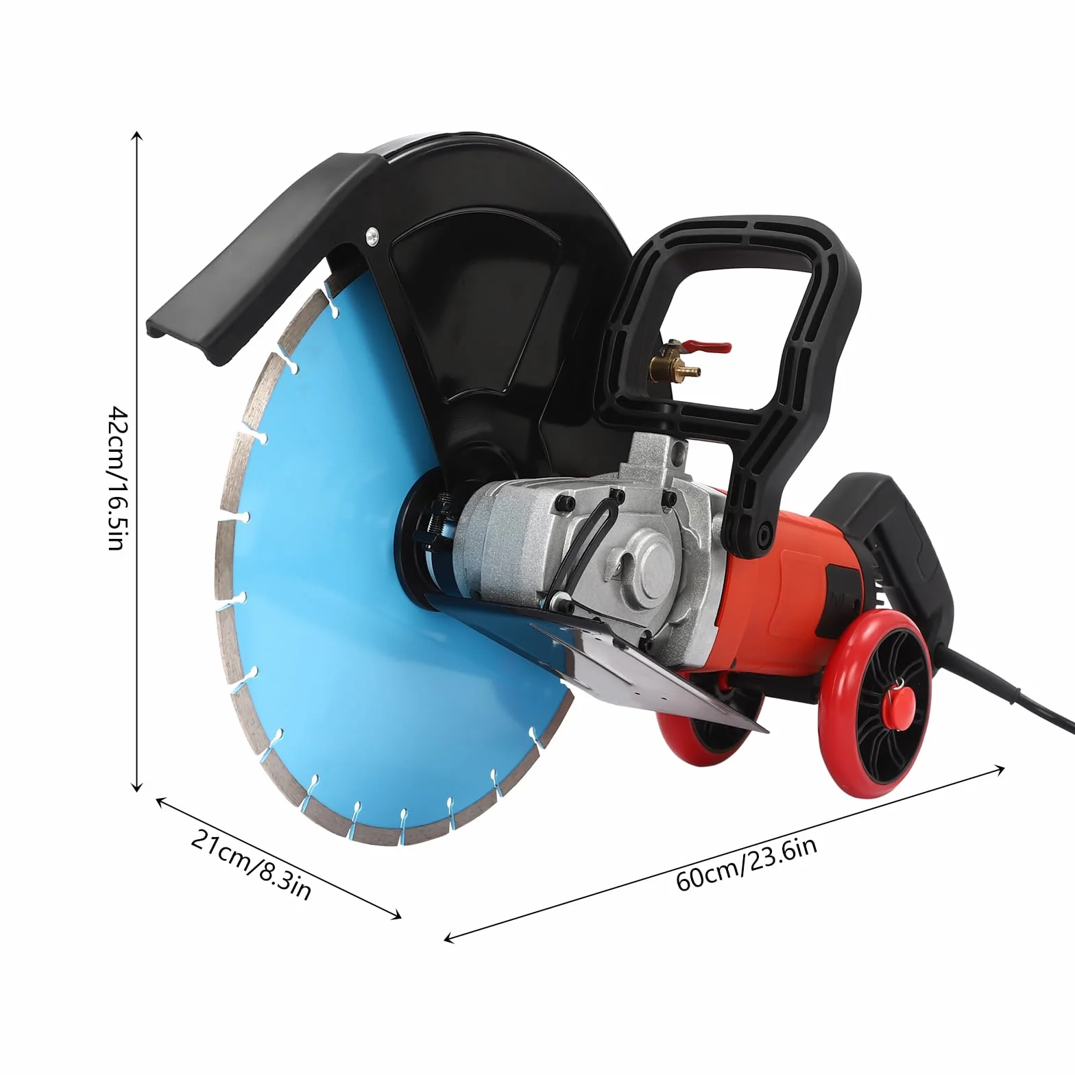 Piła do betonu przecinarka do betonu z 350 mm diamentowym brzeszczotem 4000 W, silnik z czystej miedzi, maks. głębokość cięcia: 135 mm, przecinarka do cięcia na mokro z kołami pomoc