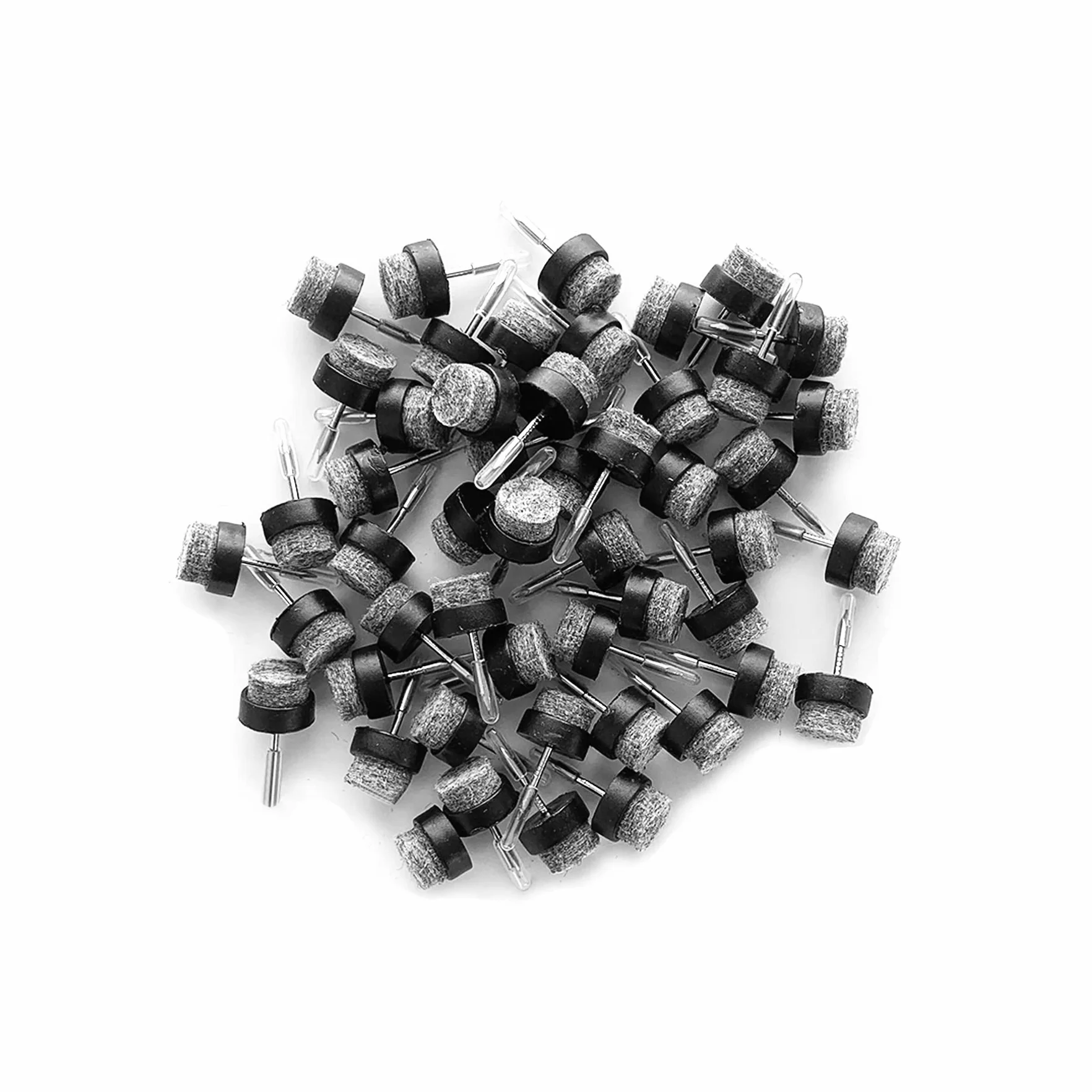 LIKERAINY Filcowe Suwaki Podkładki pod Maty Meblowe z Gwoździem Ø14x9mm Filcowe Podkładki Pod Stopy Ochraniacz Podłogi Krzesło Stół Noga Tłumienie Hałasu Czarny 50 Sztuk