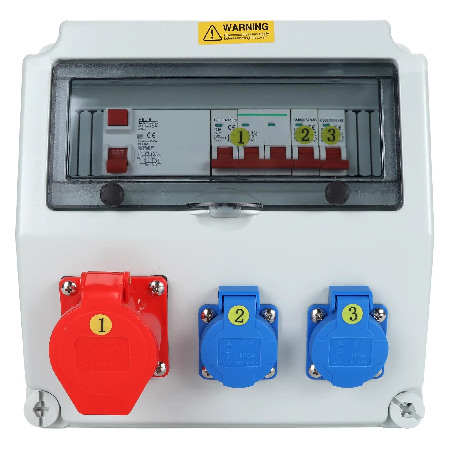 Przemysłowa Skrzynka Gniazdkowa, Wodoodporny materiał ABS, Wyłącznik Automatyczny do Zasilania 220-250 V i 380-415 V do zastosowań Zewnętrznych i Przemysłowych