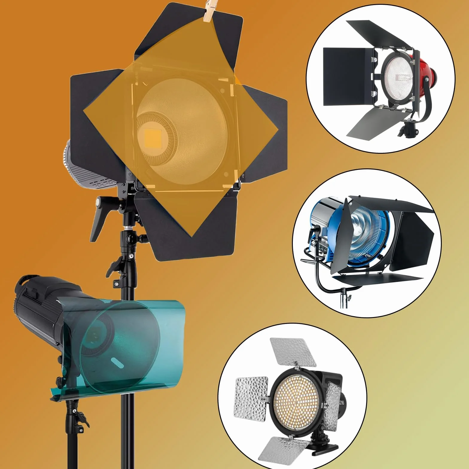 Filtry fotograficzne 7 sztuk 29,7 x 21 cm Pomarańczowe do oświetlenia LED Studio Flash korekcja kolorów