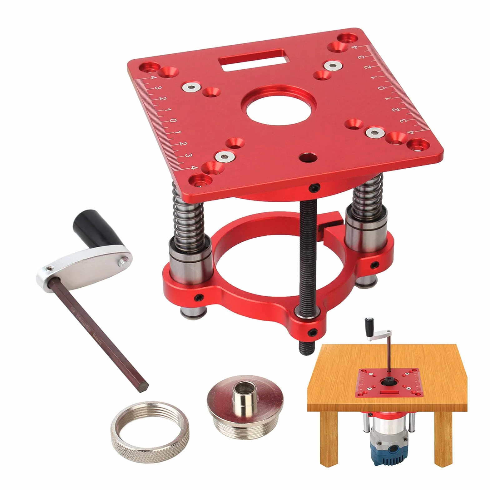 Generic Regulowany Aluminiowy System Podnoszenia Routera do Maszyn Grawerujących 65 Mm z solidną wkładką ze Stopu Aluminium