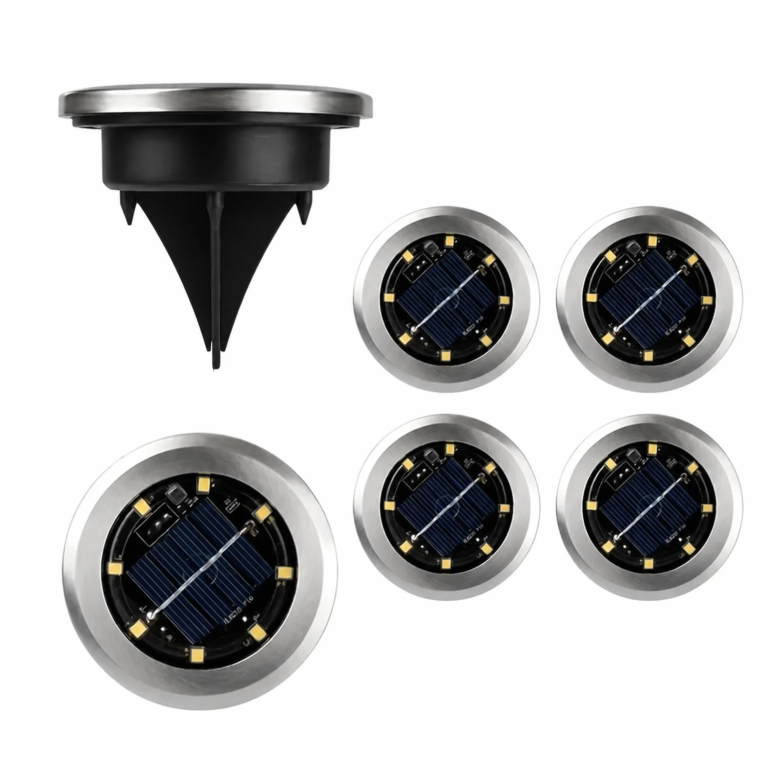 Lampy Solarne Naziemne, 10 Szt. Solarne Światło Gruntowe Zewnętrzny Dysk 8LED do ścieżki tarasowej(10pcs white light)