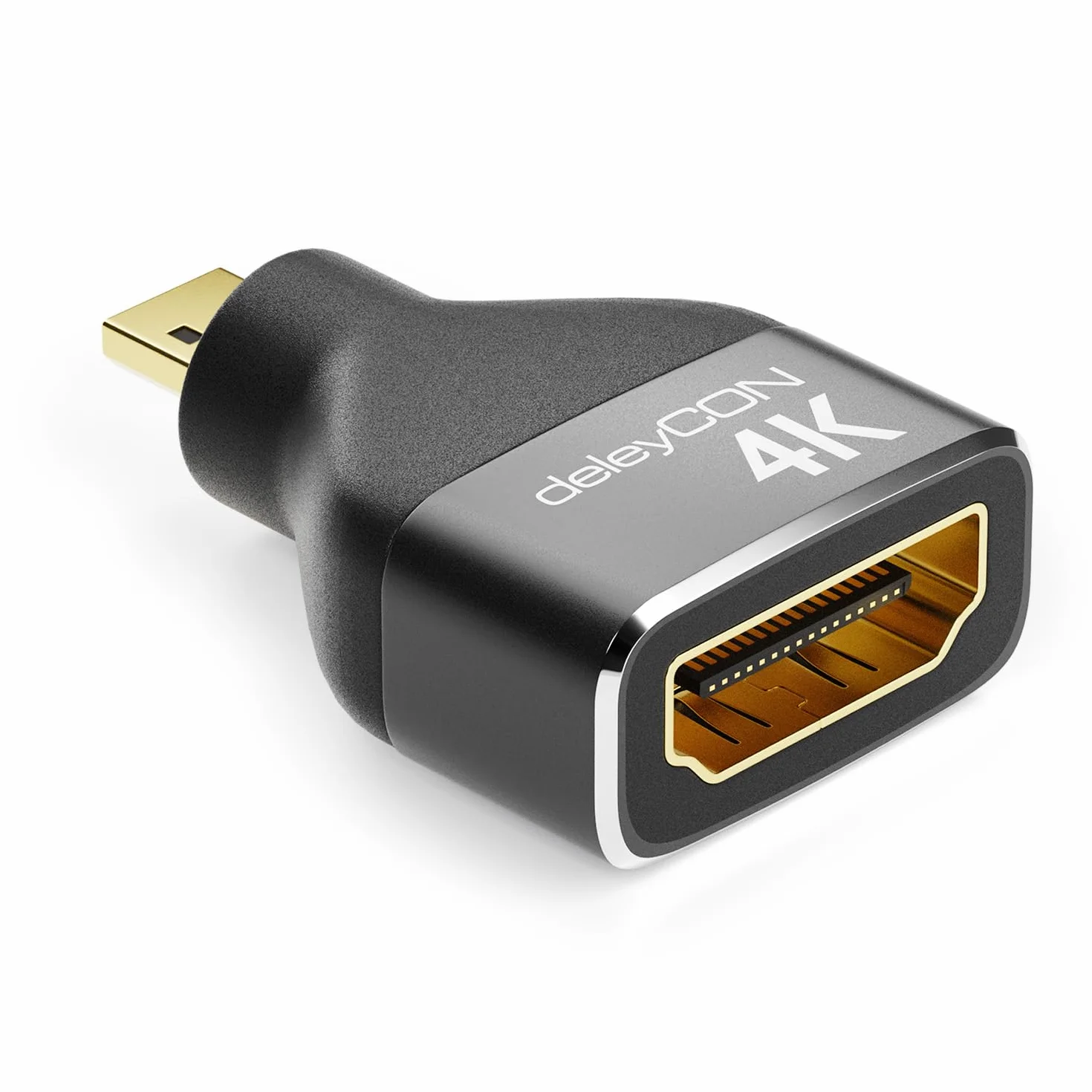 deleyCON Adapter Micro HDMI Aluminium 4K@60Hz 2K@120Hz UHD HDMI 2.0 18 Gb/s Czarny