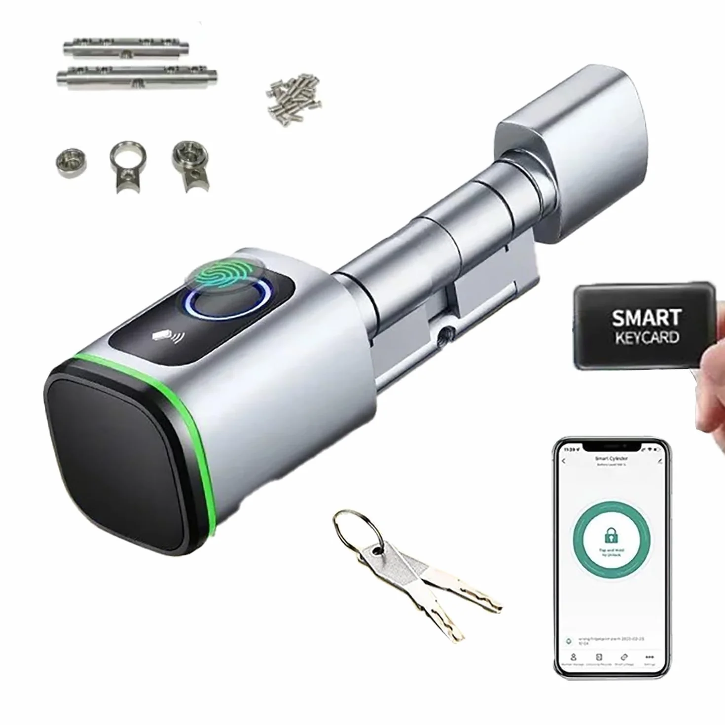 Elektroniczny zamek do drzwi, zamek do drzwi wejściowych z odciskiem palca, cylinder zamykający Biotech z odciskiem palca, IP65, z kartą RFID, z Bluetooth, odpowiedni do drzwi o grubości 35-50mm