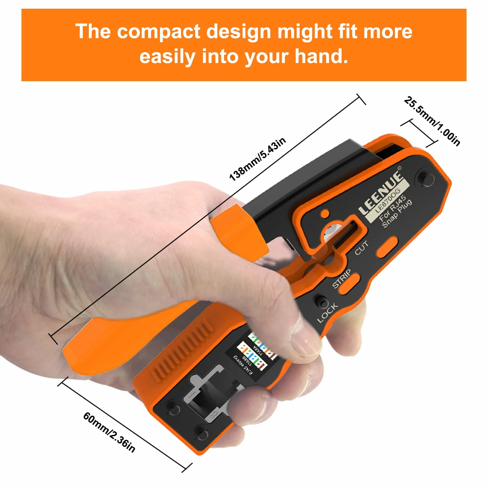 Szczypce zaciskowe RJ45, All-in-One Ethernet Crimper do wtyków Cat7, Cat6, Cat5, z 2 ostrzami zapasowymi