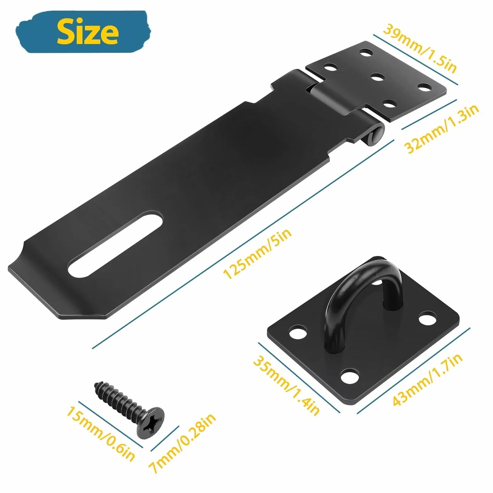 Kłódka do drzwi, Leryati Hasp & Staple 13 cm zamek do szopy zatrzask kłódki, zatrzask do drzwi i kłódka zamek do drzwi, wytrzymały, ze stali nierdzewnej zatrzask bezpieczeństwa do szafki okiennej