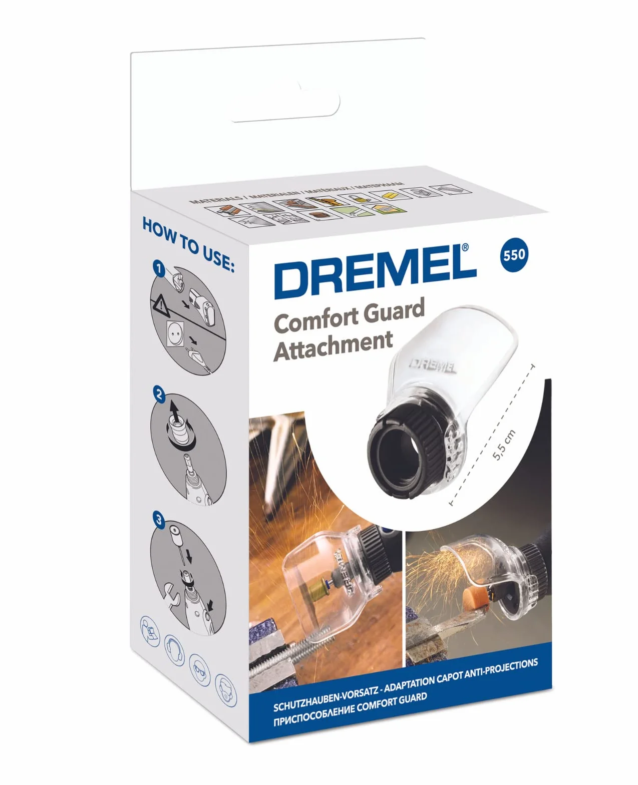 Dremel 550 Comfort Guard Nasadka Obrotowa, Wielokolorowy, 14,7 x 9,1 x 4,3 cm