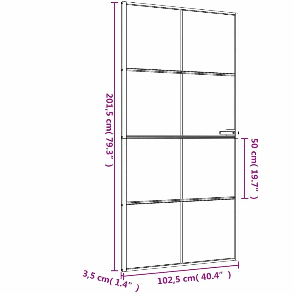Drzwi wewnętrzne wąskie czarne 102,5 x 201,5 cm szkło hartowane i aluminiumSprzęt Materiały budowlane Drzwi domowe
