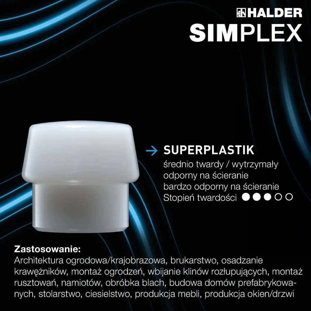 Halder 3717060 "Simplex" TPE-Soft/Superplastic Soft-Face Mallet ze wzmocnioną obudową ze staliwa, wielokolorowy, 60 mm