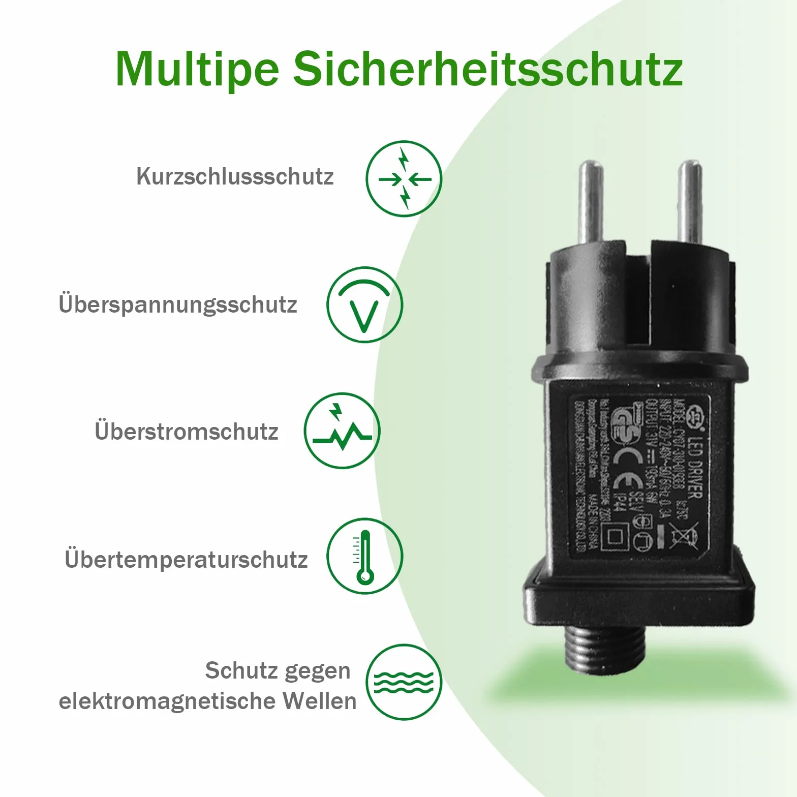 Zasilacz sieciowy LED 31 V AIFIZO do oświetlenia bożonarodzeniowego 20 ~ 750 diod LED, IP44, odporny na śnieg transformator, sterownik do niskiego napięcia adaptera LED, łańcuch świetlny, 8 różnych