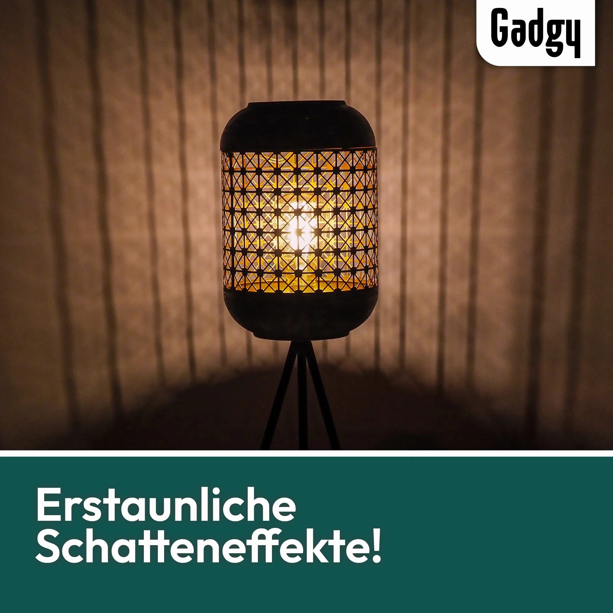 Gadgy Zewnętrzna Lampa Stojąca LED Solarna – Wodoodporna Lampa Trójnóg do Ogrodu, Balkonu i Tarasu – Zrównoważone Oświetlenie LED na Zewnątrz