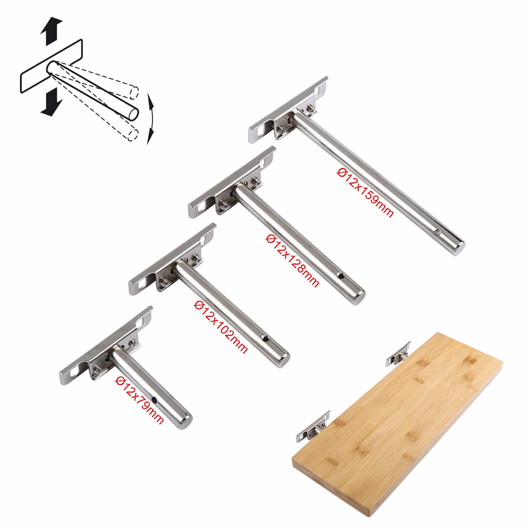LIKERAINY Ukryte Wsporniki Półek o Dużej Wytrzymałości 12x159mm Wsporniki Półki Półkowe Niewidoczne Wsporniki T Półek Drewnianych Montaż na Ścianie Stali 4 Sztuk
