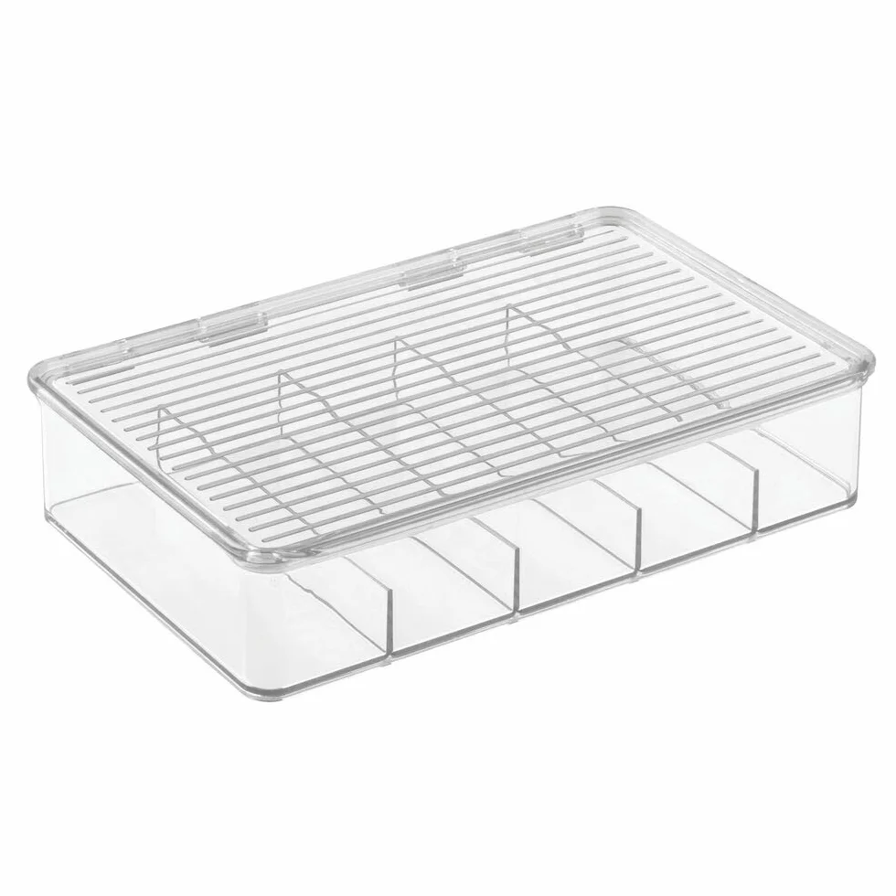 mDesign Zestaw 2 Pojemników na Baterie, Przenośne Pudełko do Przechowywania Baterii AA, AAA i Innych, Pudełko do Układania w Stos, z Pokrywkami na Baterie i Ładowarkami, Idealne do Biura i Garazu