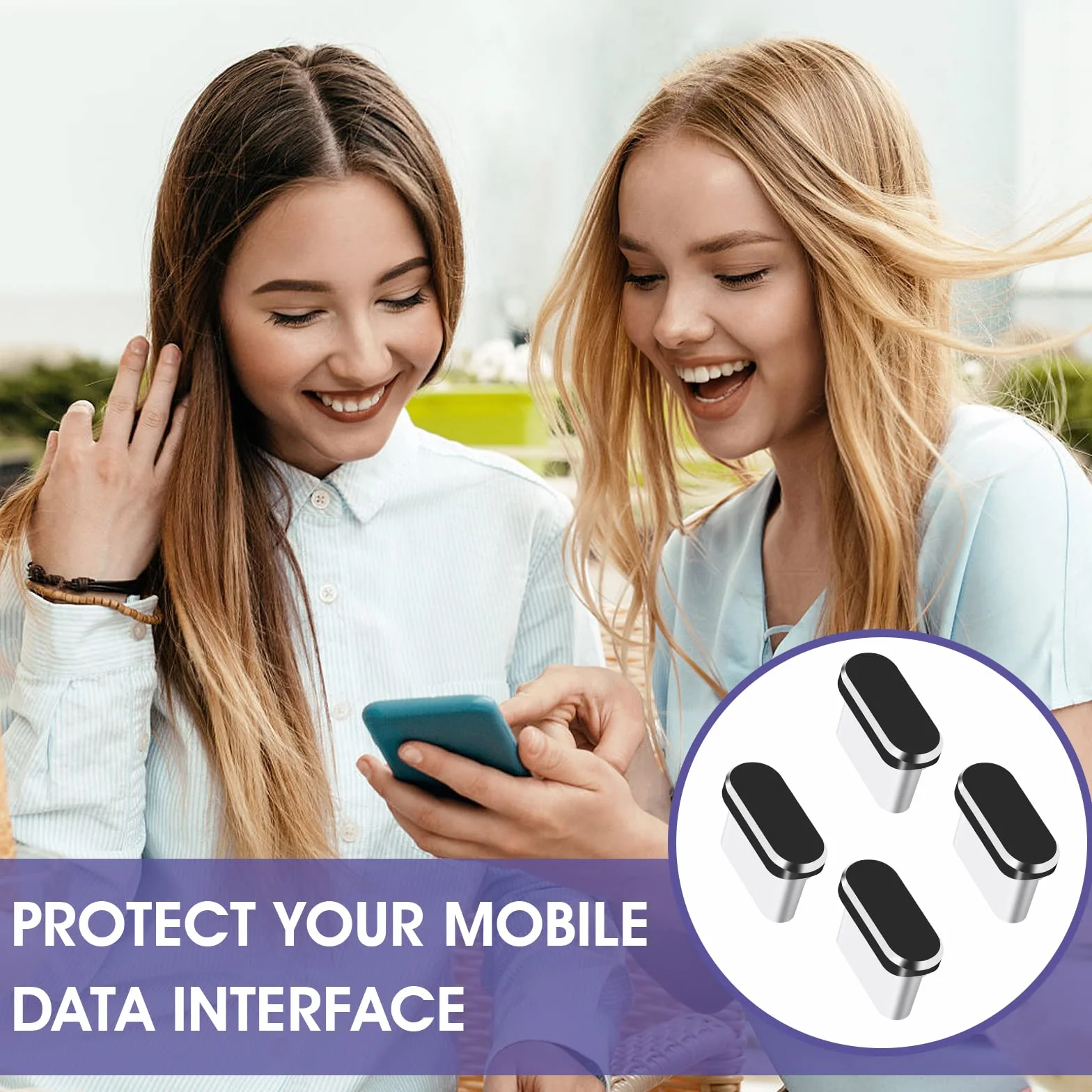 Sibba 4 przeciwpyłowe wtyczki USB typu C i Micro USB pokrywa port do smartfonów Android (czarna)