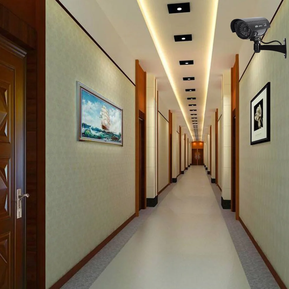 Atrapy kamer zewnętrzne ze światłem LED 2 sztuki