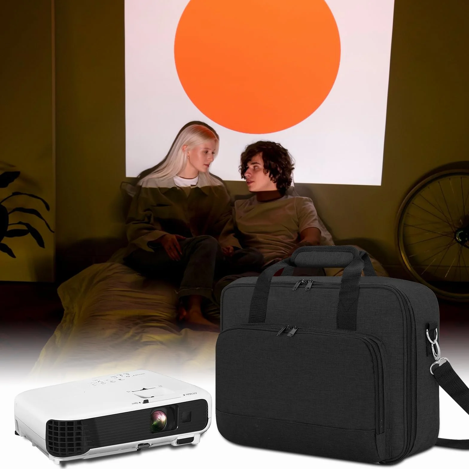 Torba do projektora czarna kompatybilna Epson BenQ ViewSonic regulowane paski na ramię