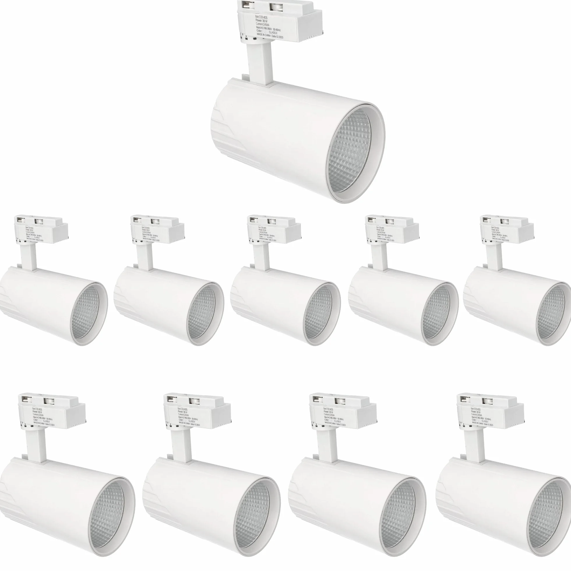 Jandei - Pack x10 Oświetlenie punktowe Sufit Led Szyna 30W, Neutralny Biały 4200K, 2200 Lumenów, 185V-265V AC Jednofazowy, Aluminium garderoba, Prezentacja, Sklep, Biuro. Biały kolor
