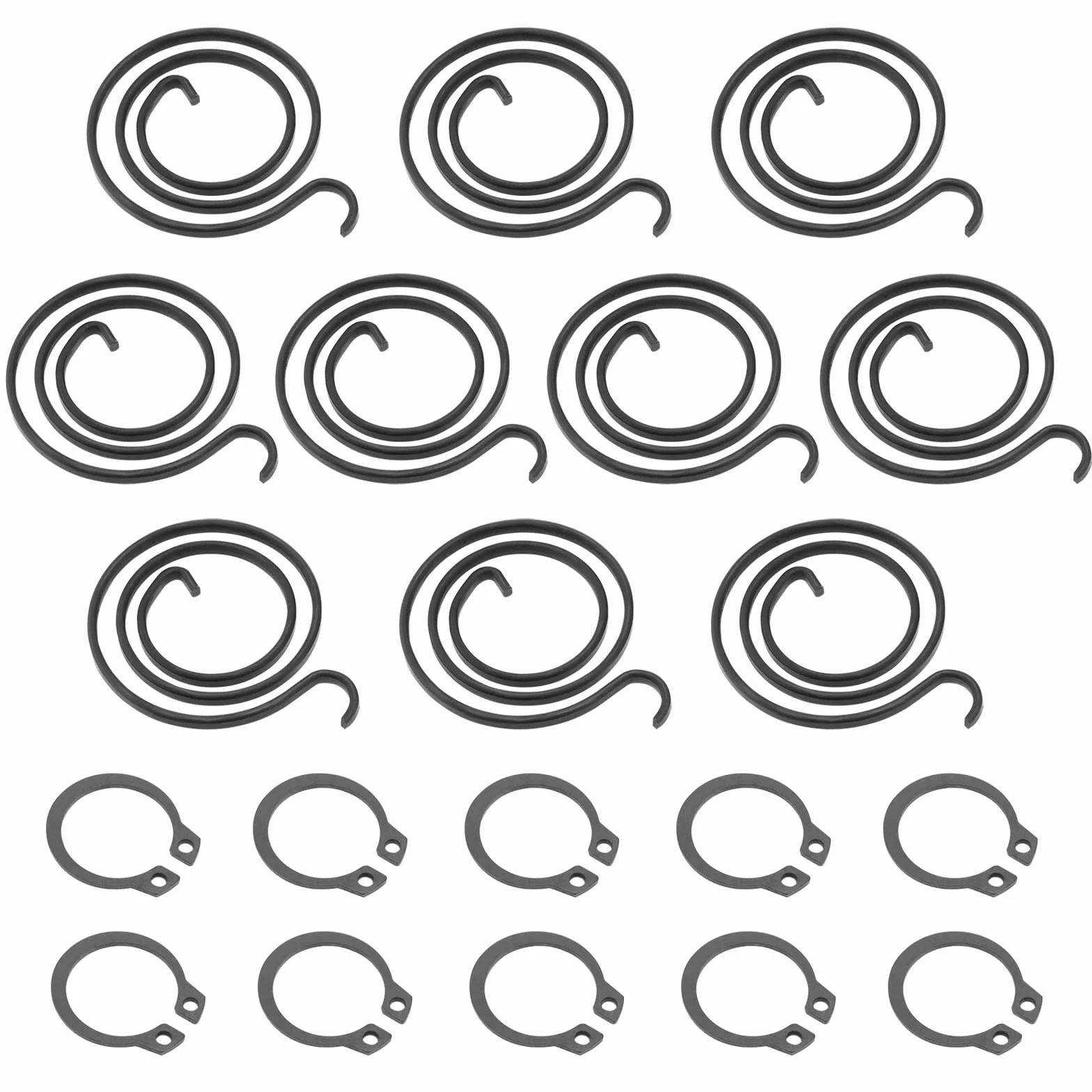 Zestaw naprawczy sprężyn klamek do drzwi, 2,5 cewka obrotowa, grubość 2 mm, średnica 27,5 mm, cewki 1 mm, pierścień zabezpieczający DIY, zestaw klamek do drzwi, czarna powłoka