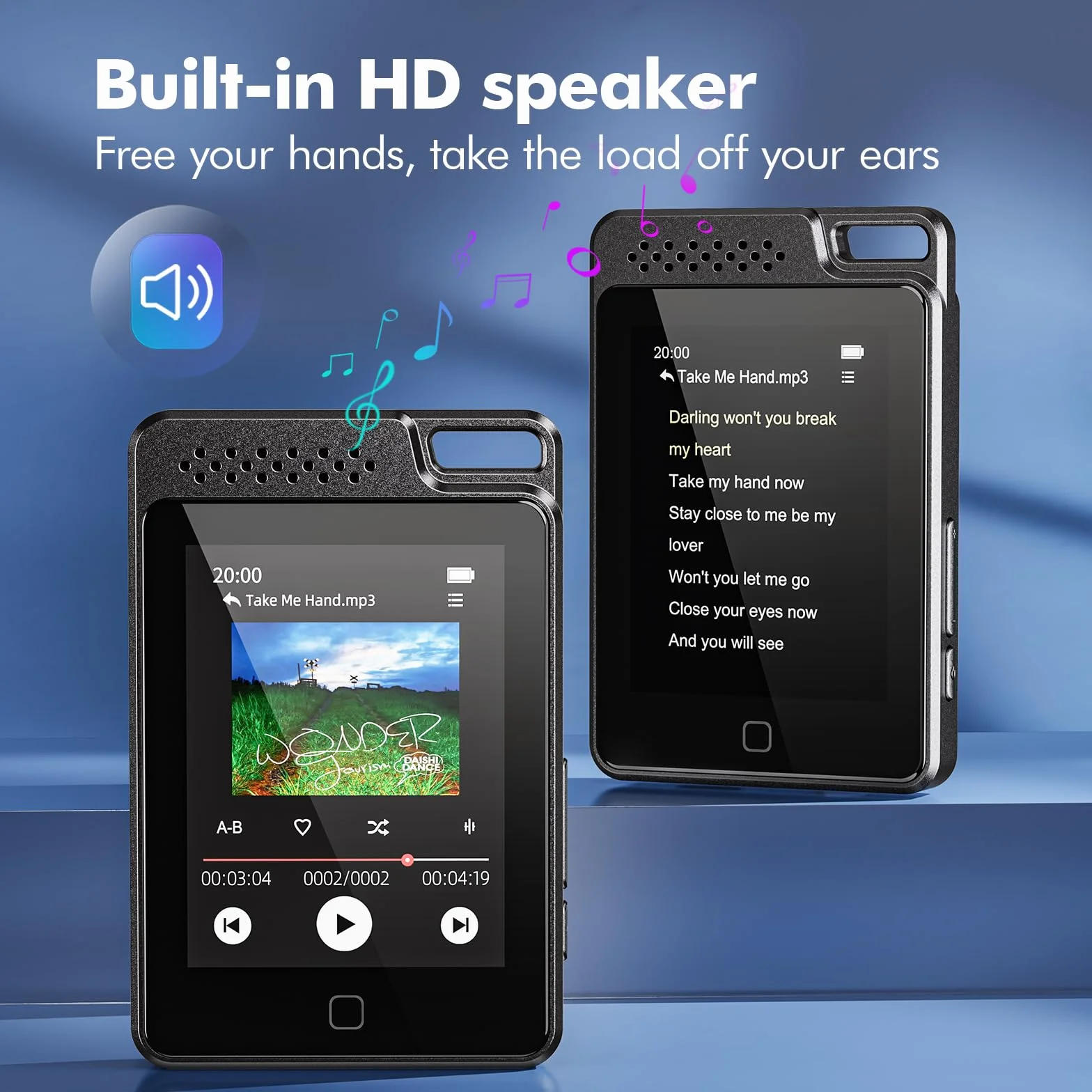 Odtwarzacz MP3 64 GB Bluetooth 5.3 ekran dotykowy 2,4" metalowy przenośny radio FM