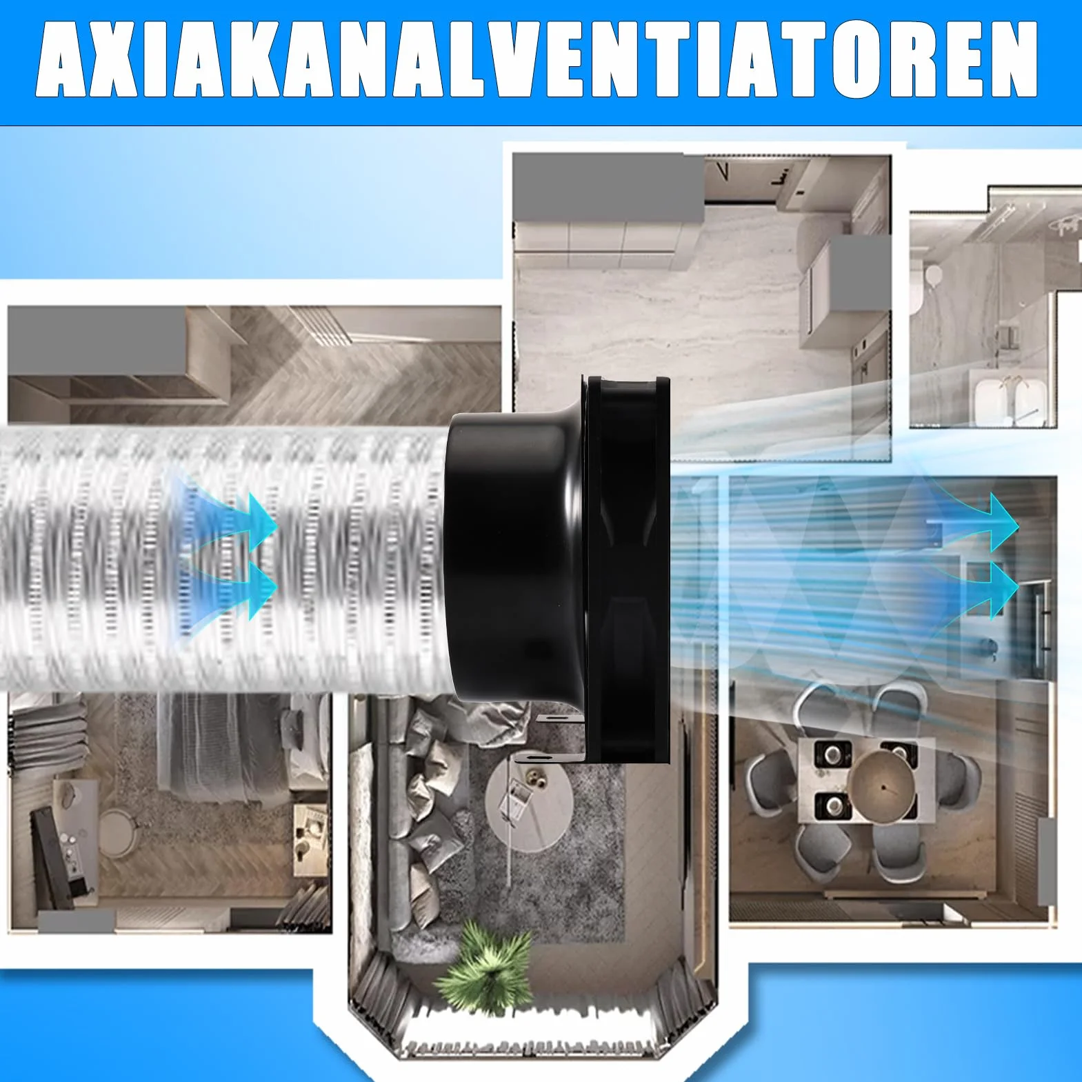 Joycabin Wentylator rurowy 100 mm, z regulatorem prędkości, odporny na wysokie temperatury, cichy wentylator do kuchni, WC, szklarni, garażu, cyrkulacji powietrza