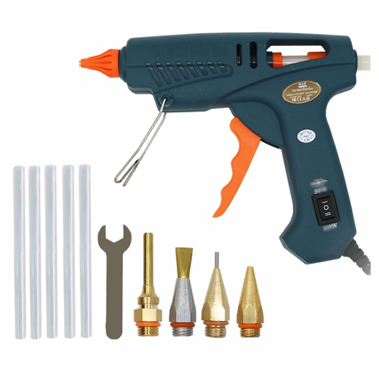 Zestaw pistoletu do klejenia na gorąco Pistolet do klejenia na gorąco 50 W/150 W 100 W dysza miedziana do 11mm klej w sztyfcie rękodzieło domowe DIY klej gorący pistolet torba na narzędzia(4pcs Nozzle