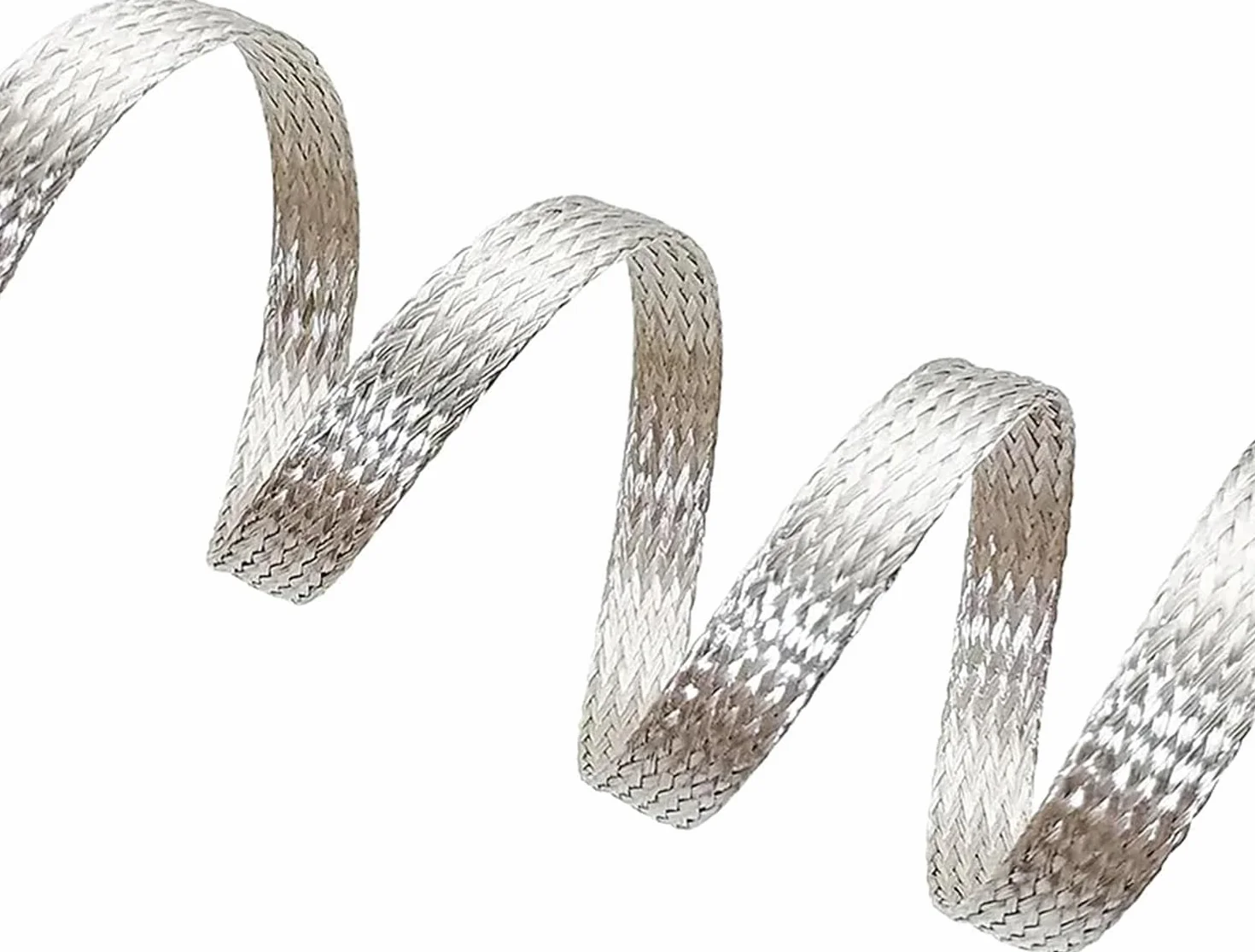 Płaski kabel z oplotem miedzianym, Ekranowanie elektromagnetyczne, posrebrzana, miedziana tuleja, odporna na korozję, teleskopowa siatka pleciona