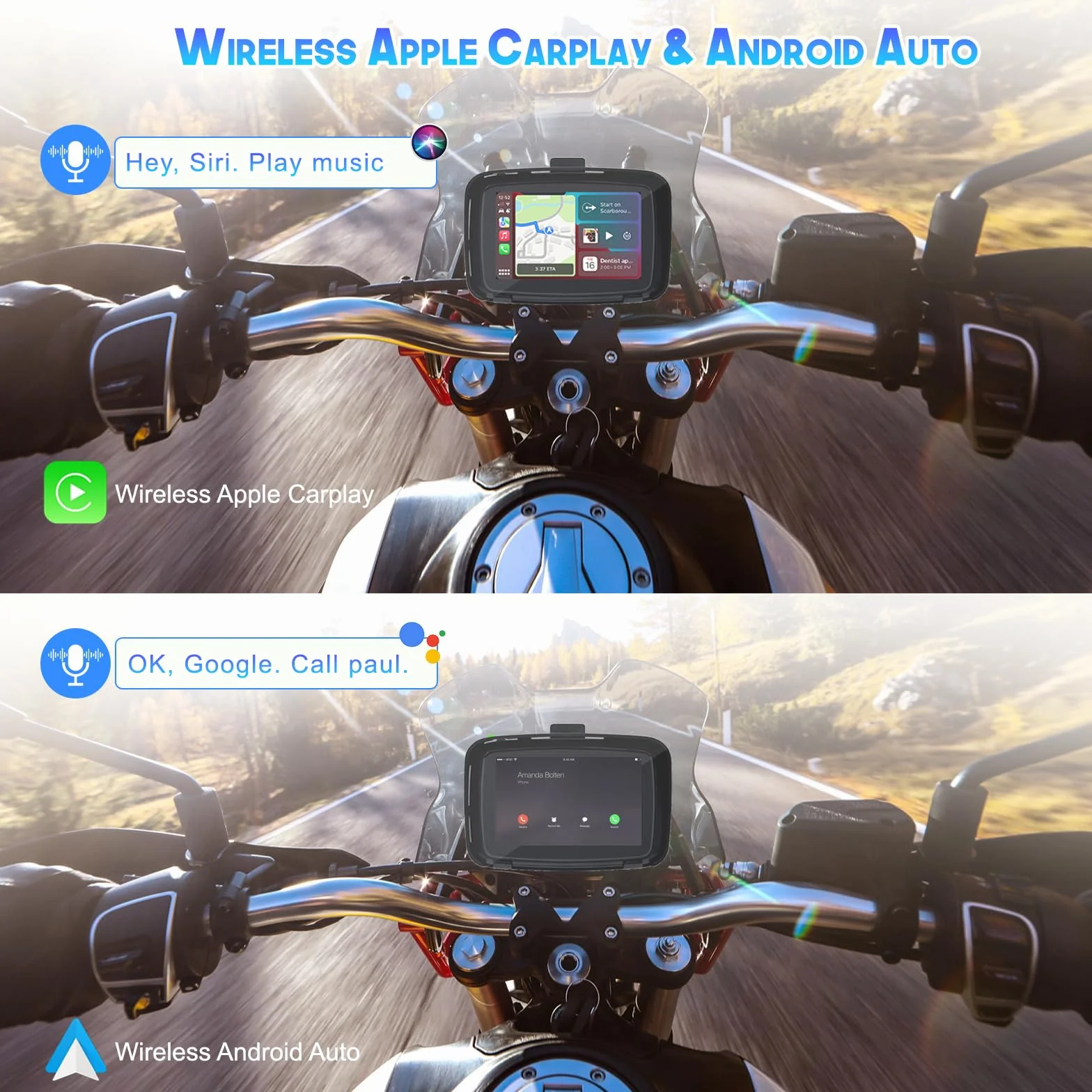 KAOLALI Bezprzewodowa nawigacja GPS Carplay 5-calowy ekran dotykowy IPX7 wodoodporna motocykl
