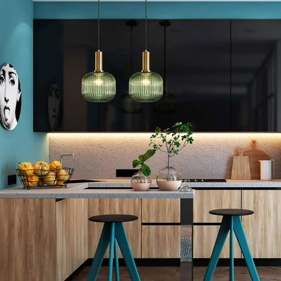 Szklana lampa wisząca, nowoczesna okrągła lampa sufitowa, metalowy żyrandol E27 Edison, kreatywna prostota, wisząca lampa zwisająca, pojedyncza głowica, oświetlenie w stylu nordyck