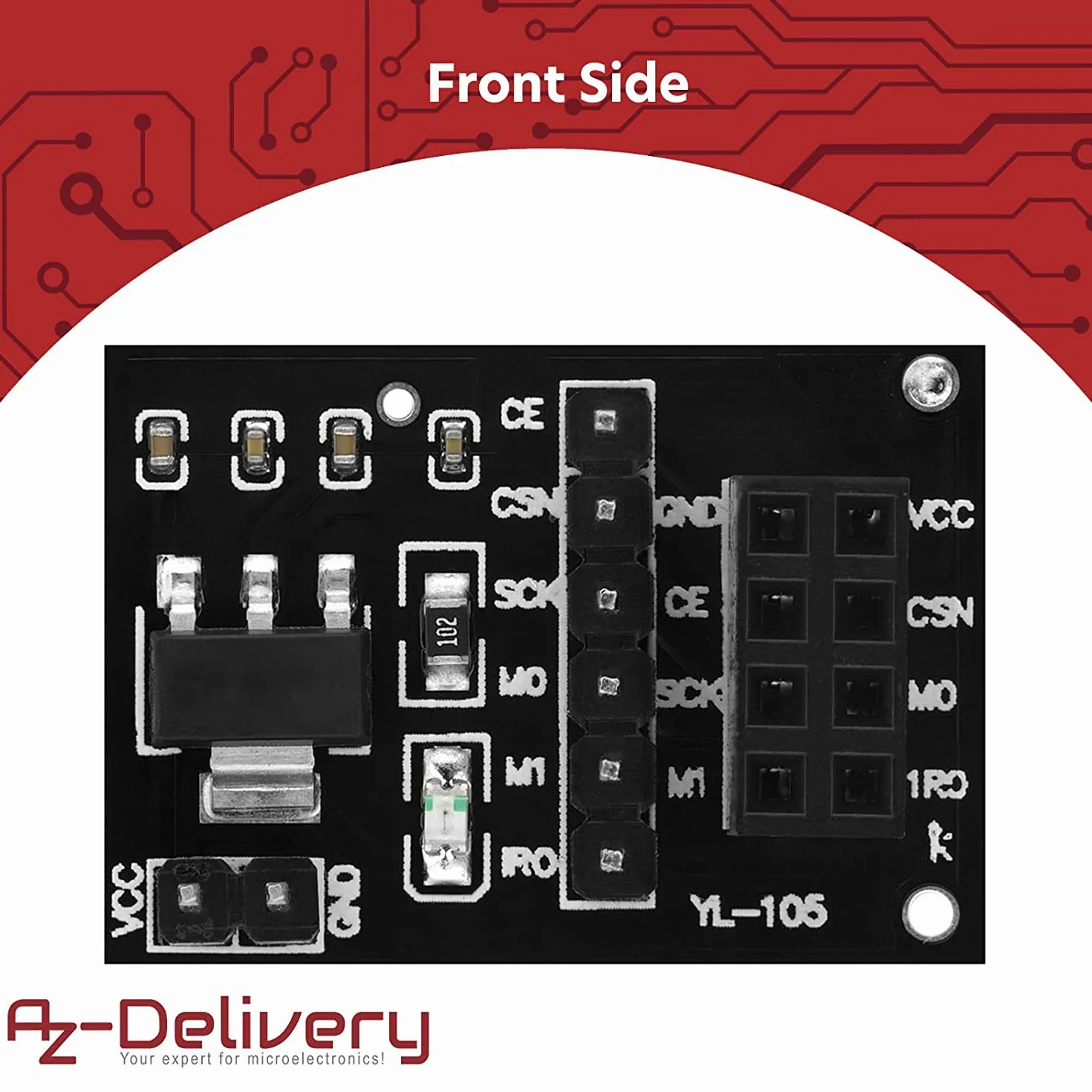 AZDelivery 3 x Adapter Compatible with NRF24L01 do bezprzewodowego modułu nadawczo-odbiorczego RF 2,4 GHz 3,3 V z 8 pinami