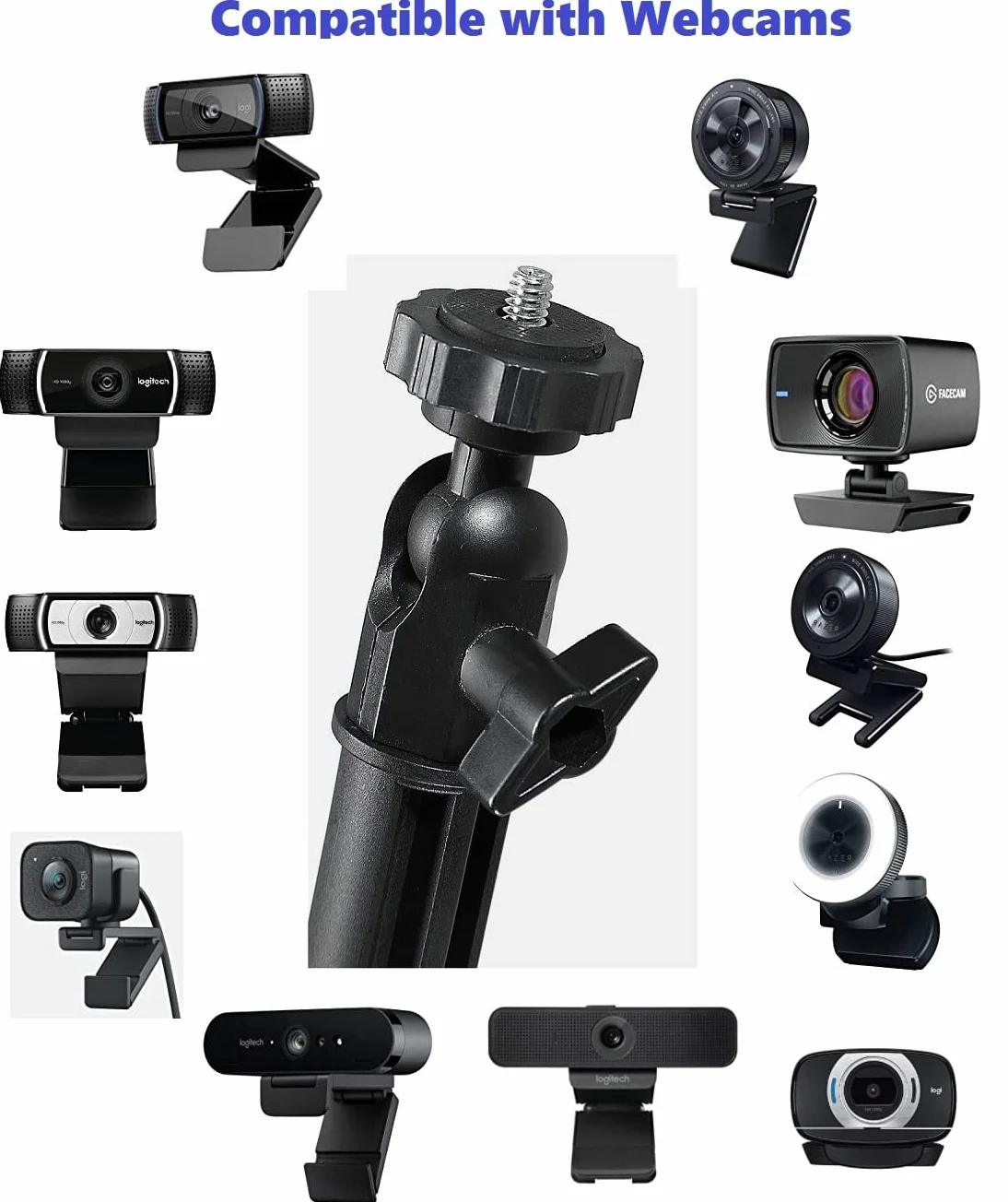 Uchwyt ścienny sufitowy do kamery internetowej Logitech C920s C930 C925 C922 C615 Razer Kiyo Pro 103 cm gwint 1/4-20