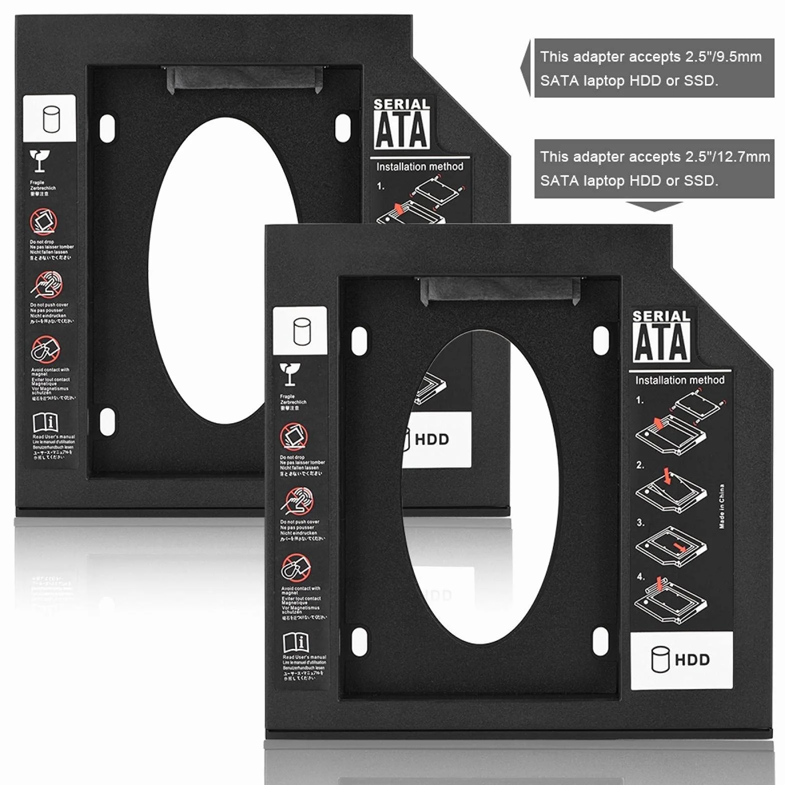 VBESTLIFE Adapter dysku twardego SATA HDD SSD 2,5" 9,5 mm /12,7 mm do laptopa