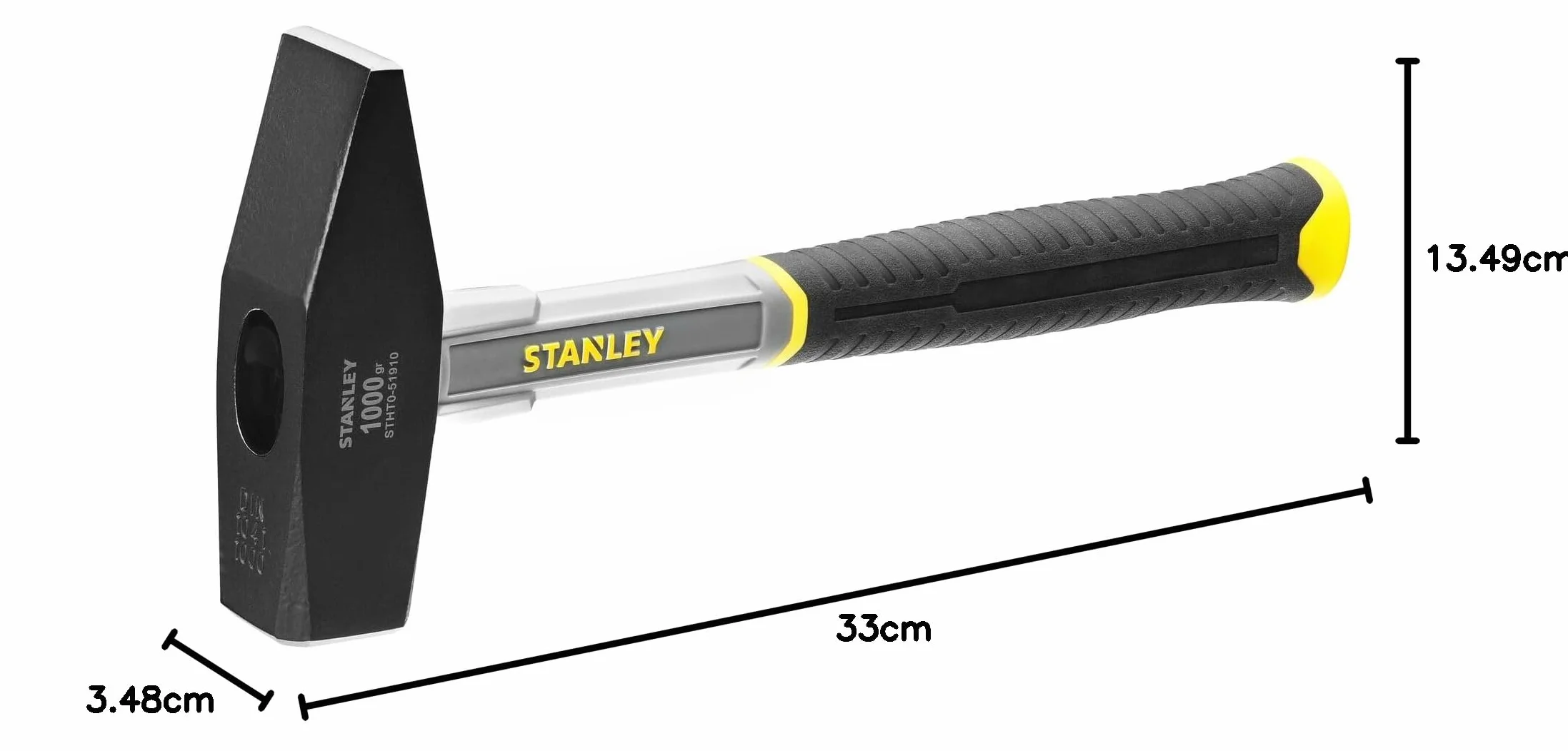 Stanley STHT0-51910 młotek ślusarski włókno szklane 1,000 g (długość 295 mm, polerowana główka) czarny