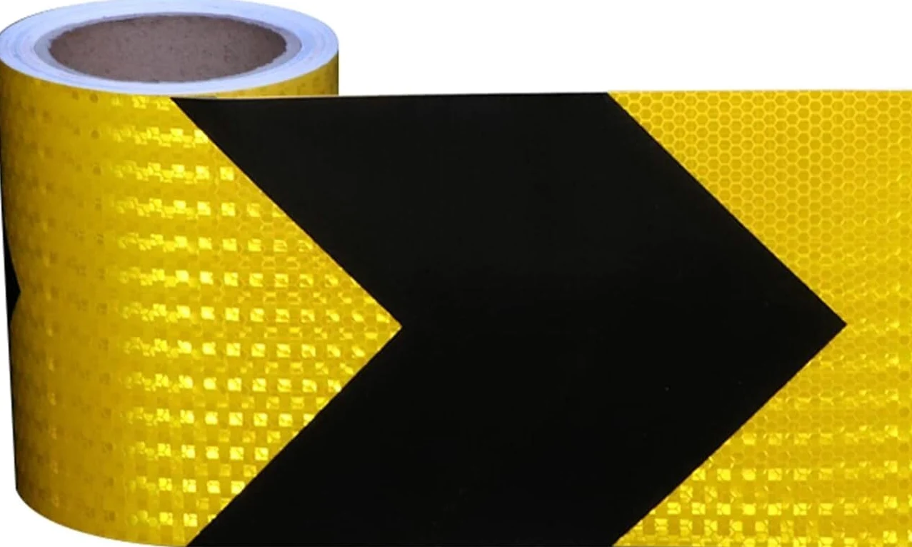Taśma odblaskowa bezpieczeństwa Samoprzylepna taśma odblaskowa 10 metrów x 15 centymetrów wielokolorowa(Black Yellow)
