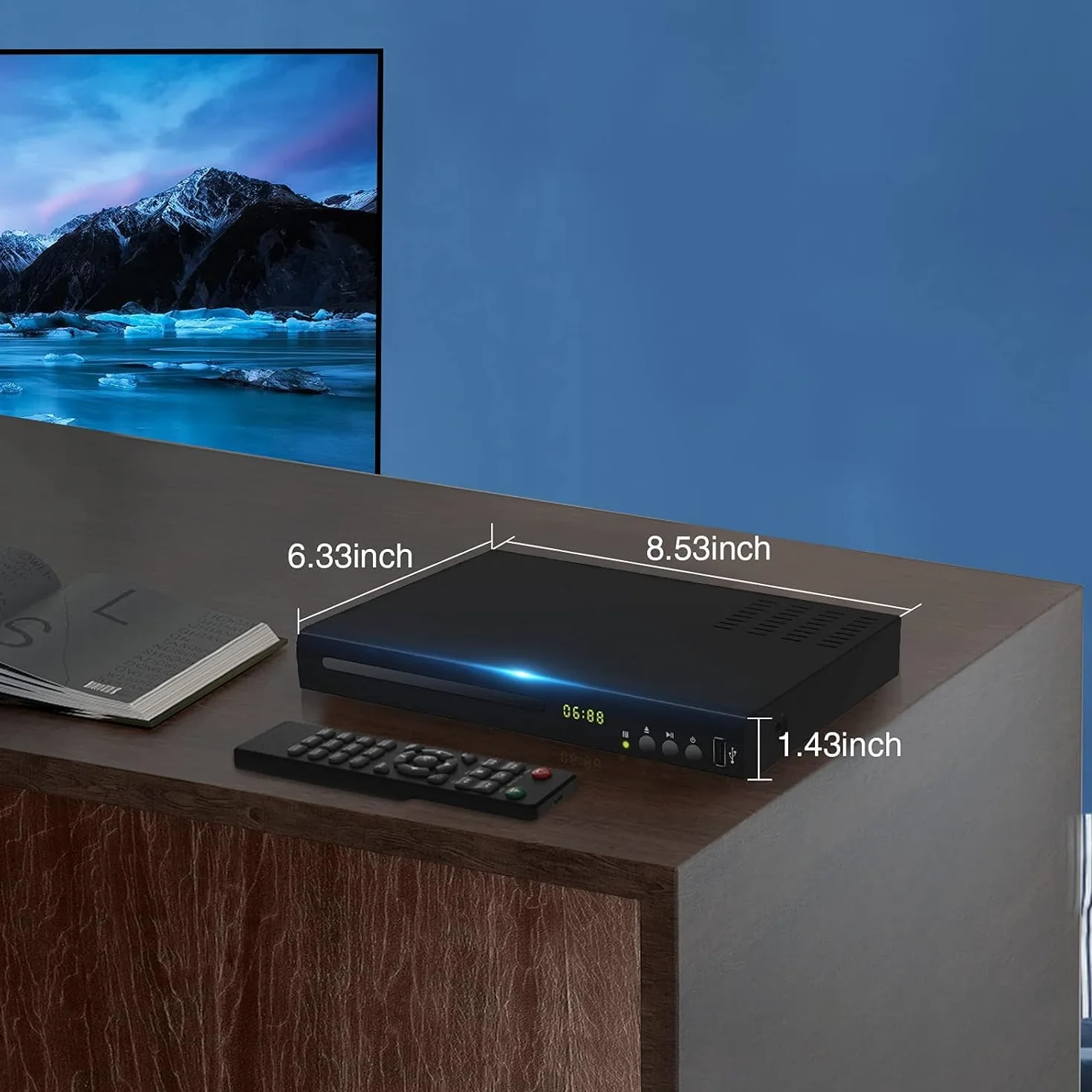 Odtwarzacz Blu Ray Disc z kablem HDMI AV, 1080p, USB, DTS, zintegrowany efekt dźwiękowy, PAL NTSC koncentryczny Blu Ray Region B/2, DVD Region Free