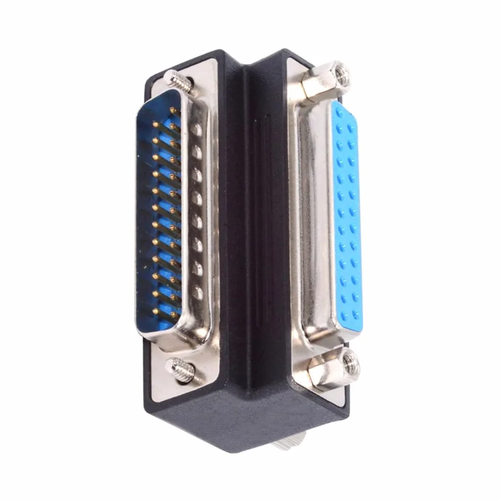 DB25pin męski nakrętka do żeńska śruba przedłużacz adapter LPT AES/EBU 90 stopni