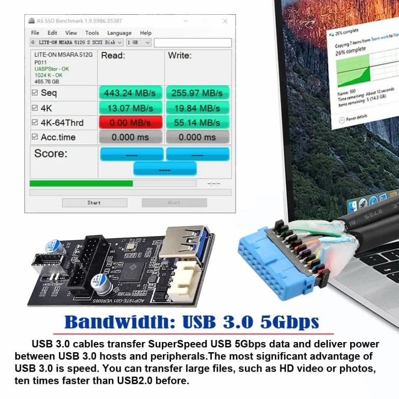 CY Karta Header USB 3.0 20Pin Type-E Adapter Rozdzielacz HUB 5 Gb/s