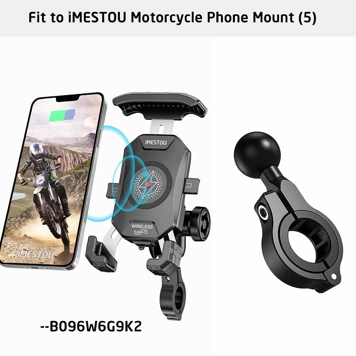 iMESTOU Aluminiowy adapter do montażu kulowego 2,5 cm, pasuje do kierownicy o średnicy 2,2 cm - 3,2 cm lub drążka lusterka wstecznego, kompatybilny z uchwytami do telefonu RAM z gniazdem kulowym 1