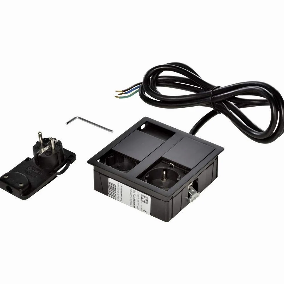 Kopp 939634017 VersaHIT podwójne gniazdko do zabudowy, 16 A, IP54, 3400 W, czarne