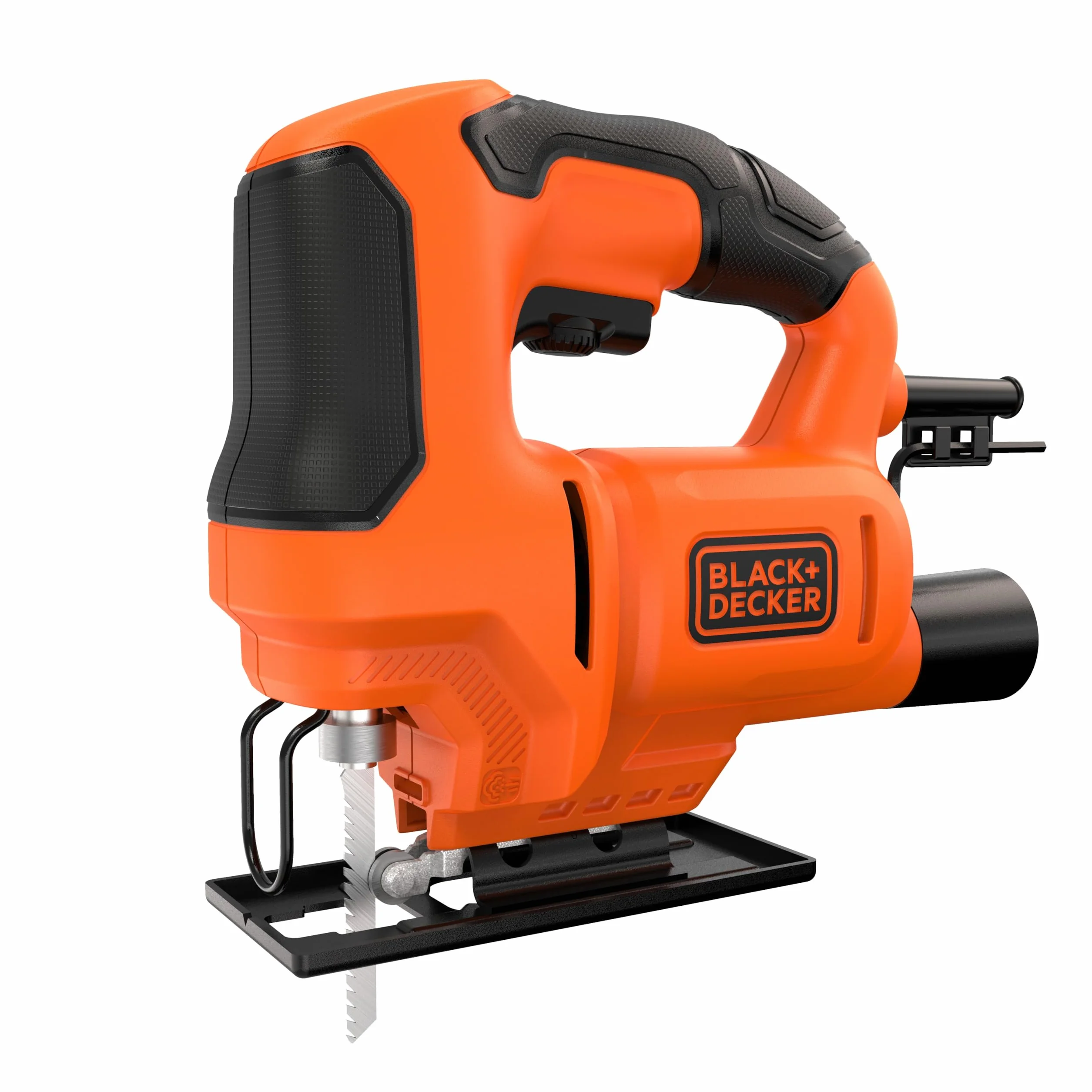 BLACK+DECKER Wyrzynarka 400W, kompaktowa i ergonomiczna konstrukcja, beznarzędziowa wymiana ostrza, cięcie skosem 0-45º, przyjmuje ostrza typu "T", prędkość 0-3 000 cpm - BES603-QS