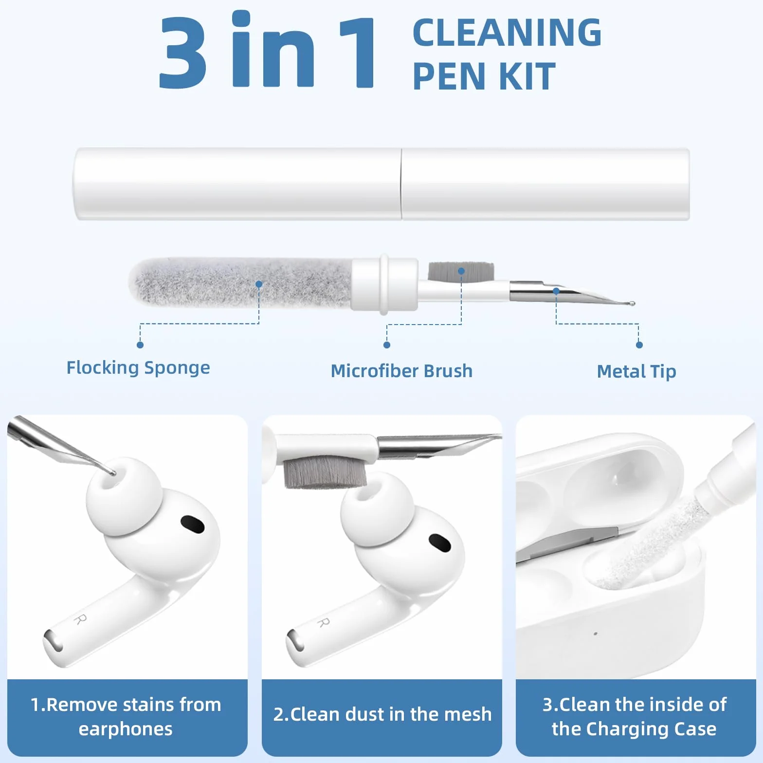 Maledan Kompatybilny z etui AirPods Pro 3 Case - Odporny na wstrząsy miękki silikonowy futerał ochronny do Apple AirPods Pro 3 Generation z zestawem do czyszczenia i karabińczykiem