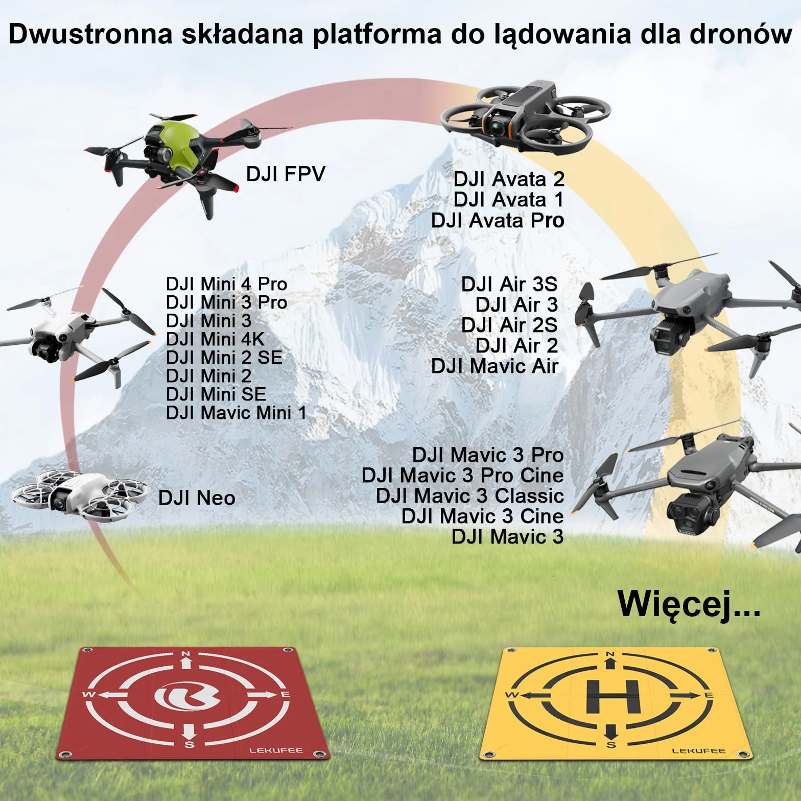 Lekufee składana mata do lądowania dla dronów DJI Mini 5 Pro,DJI Mavic 4 Pro,DJI Neo,Mini 4K,DJI Avata 2,Mini 4 Pro, Mini 3/2/2 SE,DJI Air 3S/2S/2,Mavic 3 Pro,akcesoria do dronów DJI