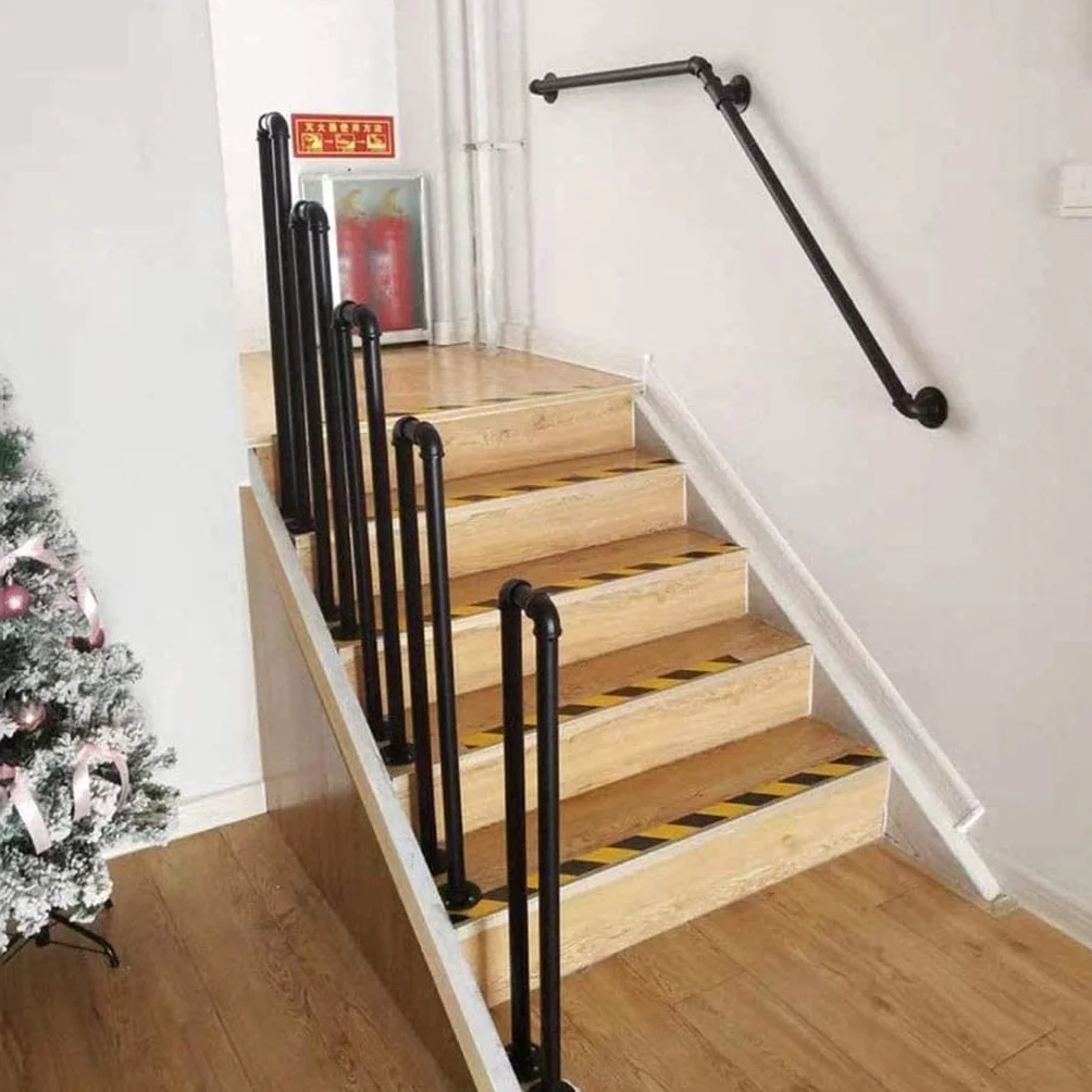 Poręcz, poręcz z kutego żelaza w kształcie litery U, do schodów zewnętrznych lub balustrad schodów wewnętrznych, poręcze na ganku antypoślizgowe poręcze, elementy mocujące w zestaw