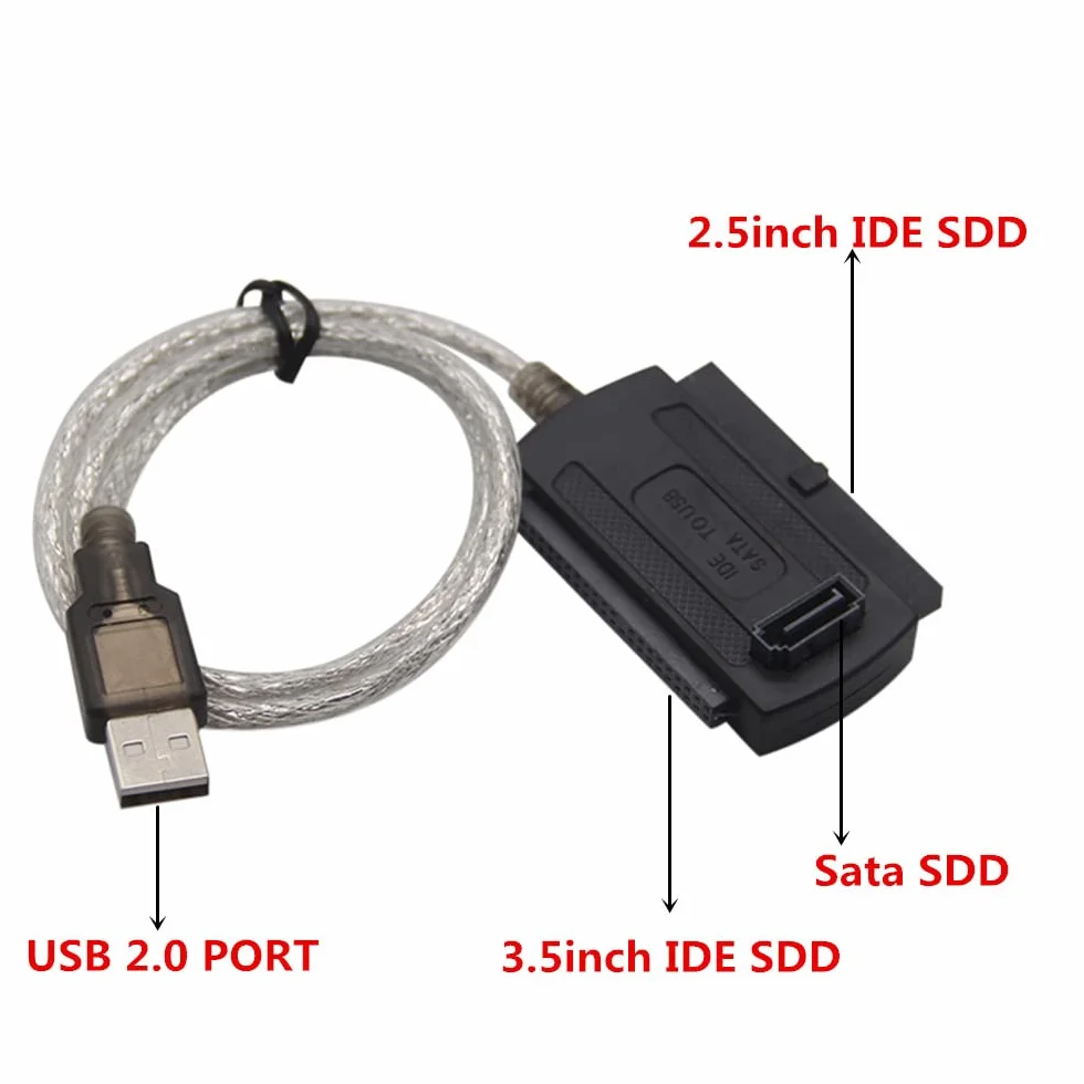 DIGIFLEX Kabel adaptera SATA IDE na USB do dysku twardego HDD - 2,5/3,5 - obsługuje dysk twardy SATA, dysk twardy 2,5 cala, dysk twardy 3,5 cala, CD-ROM, DVD-ROM, CD-RW, urządzenie COMBO, DVD-RW do