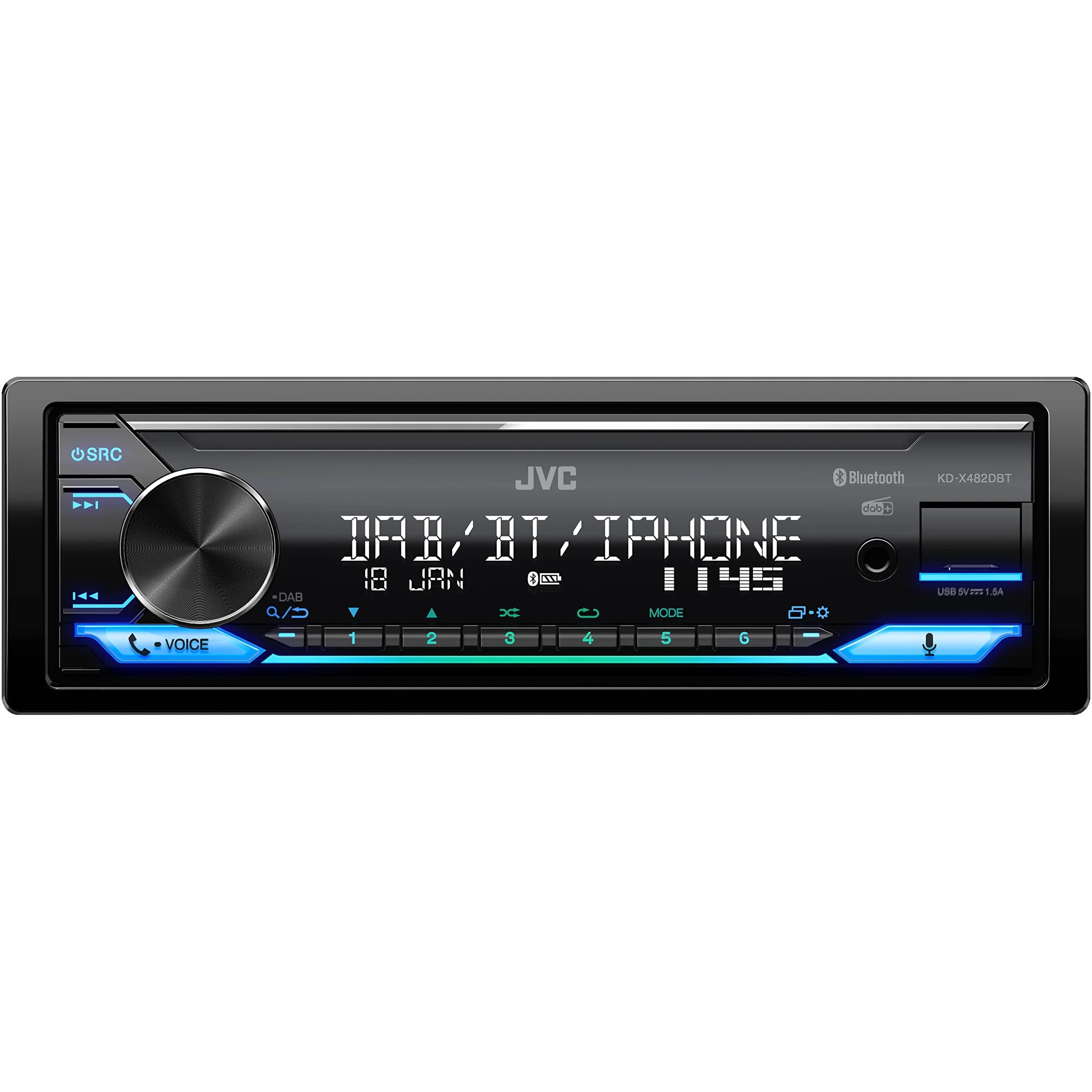 Radio samochodowe JVC KD-X482DBT MP3 z Bluetooth Dab USB iPod AUX-IN