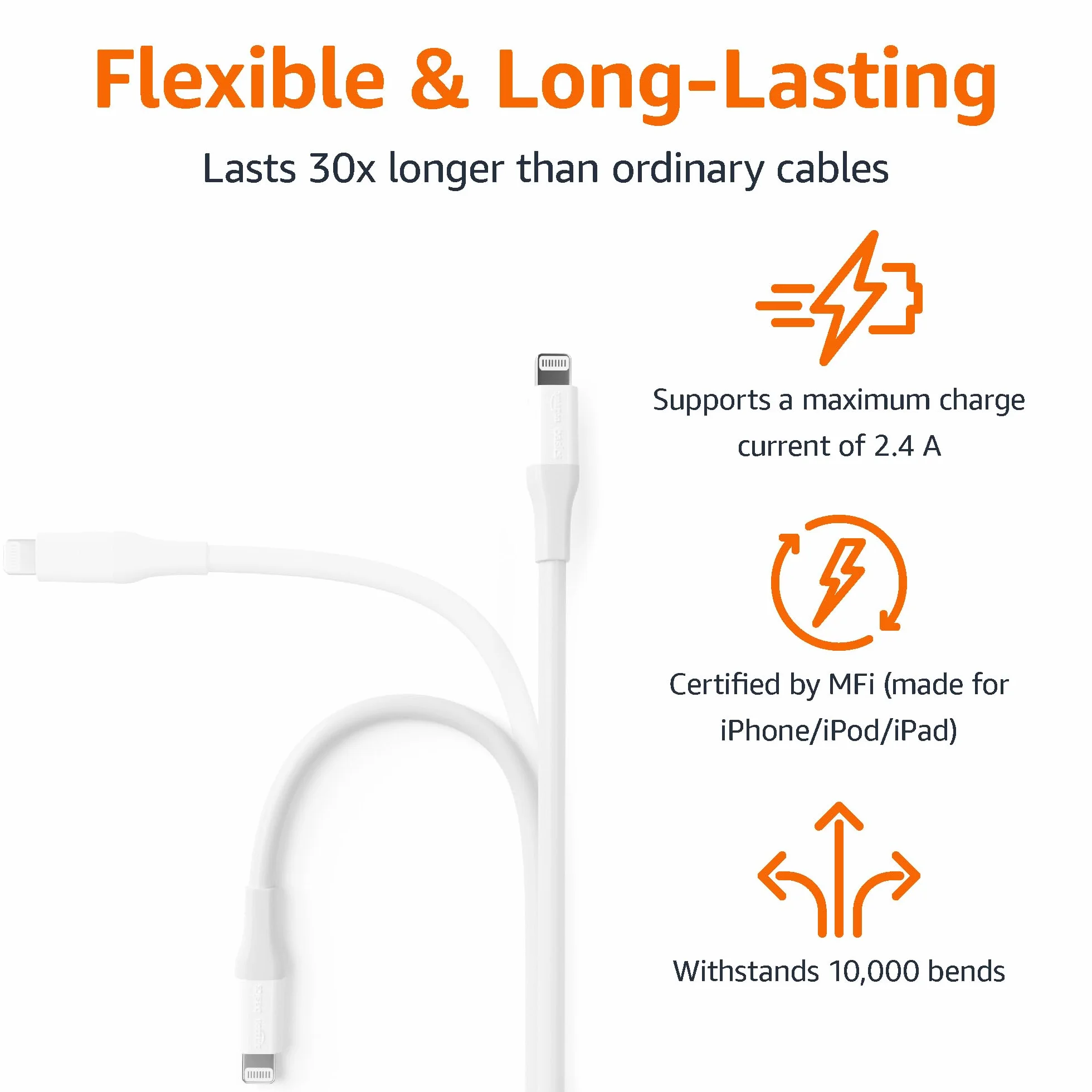 Amazon Basics Kabel USB-2.0 typu C na Lightning (certyfikat MFi), 3 m, biały