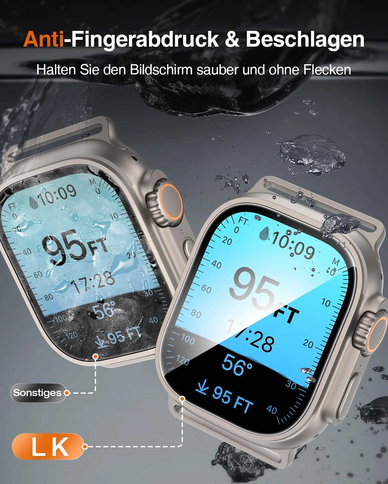 LK [4 szt.] Ochraniacz Ekranu do Apple Watch Ultra 2/49mm - Folia 9H odporna na uderzenia (testy wojskowe), Ultracienka, Antyzarysowaniowa, Pełna przejrzystość