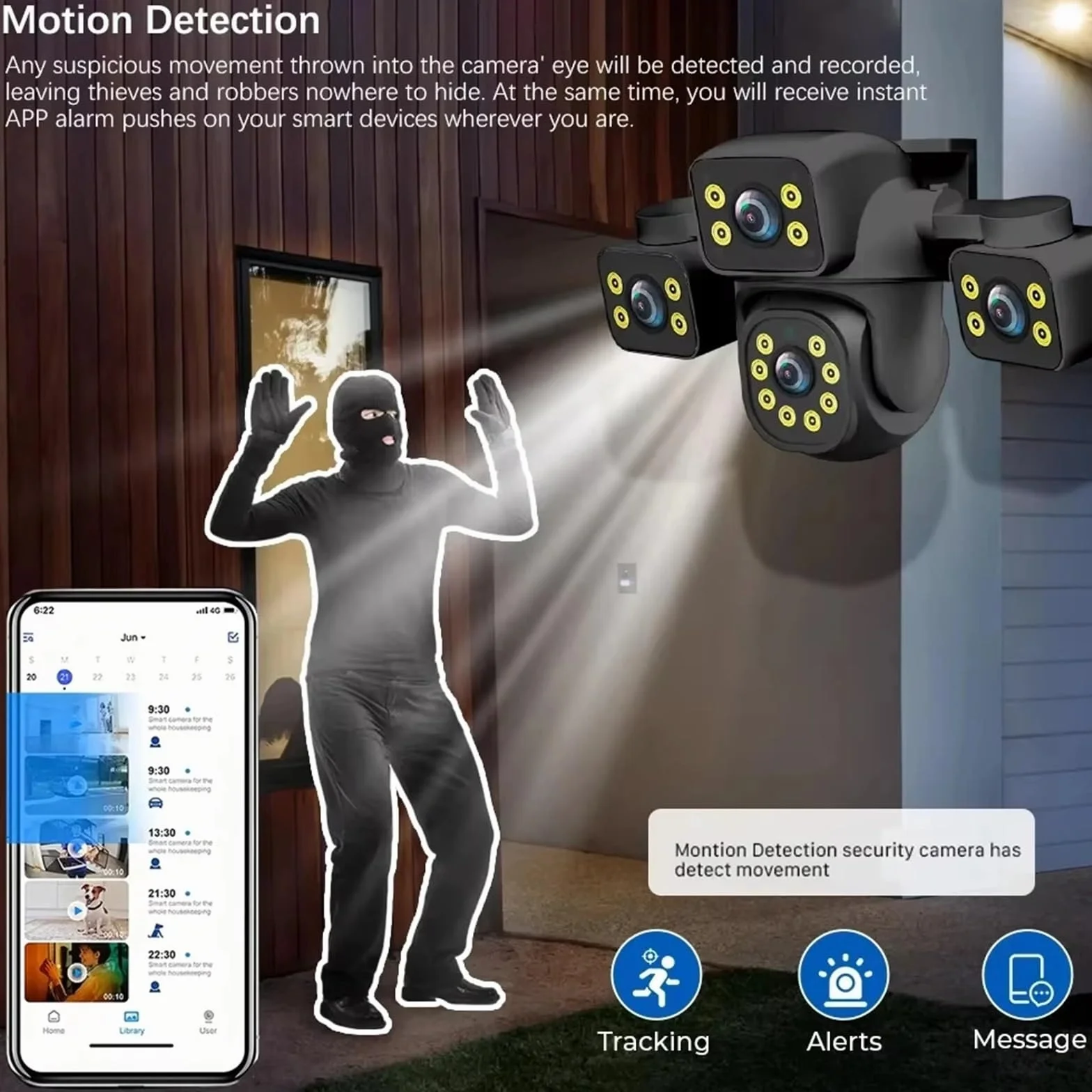 Nadzór wideo z 3 obiektywami Kamera 15MP Sieć Wi-Fi Kamera CCTV Bezprzewodowy Monitor 360° Zewnętrzne wodoodporne kamery bezpieczeństwa | 15MP WIFI NO Card
